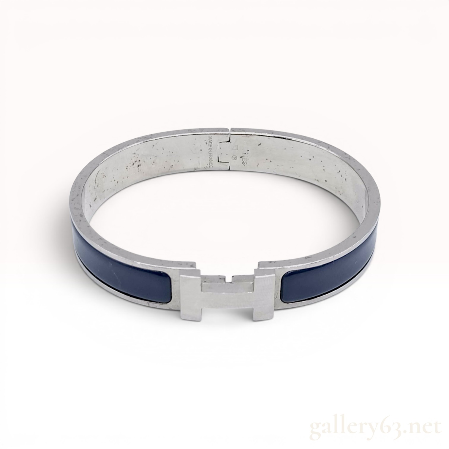 Hermes Clic H Enamel and Palladium-Plated Bangle Bracelet with Box