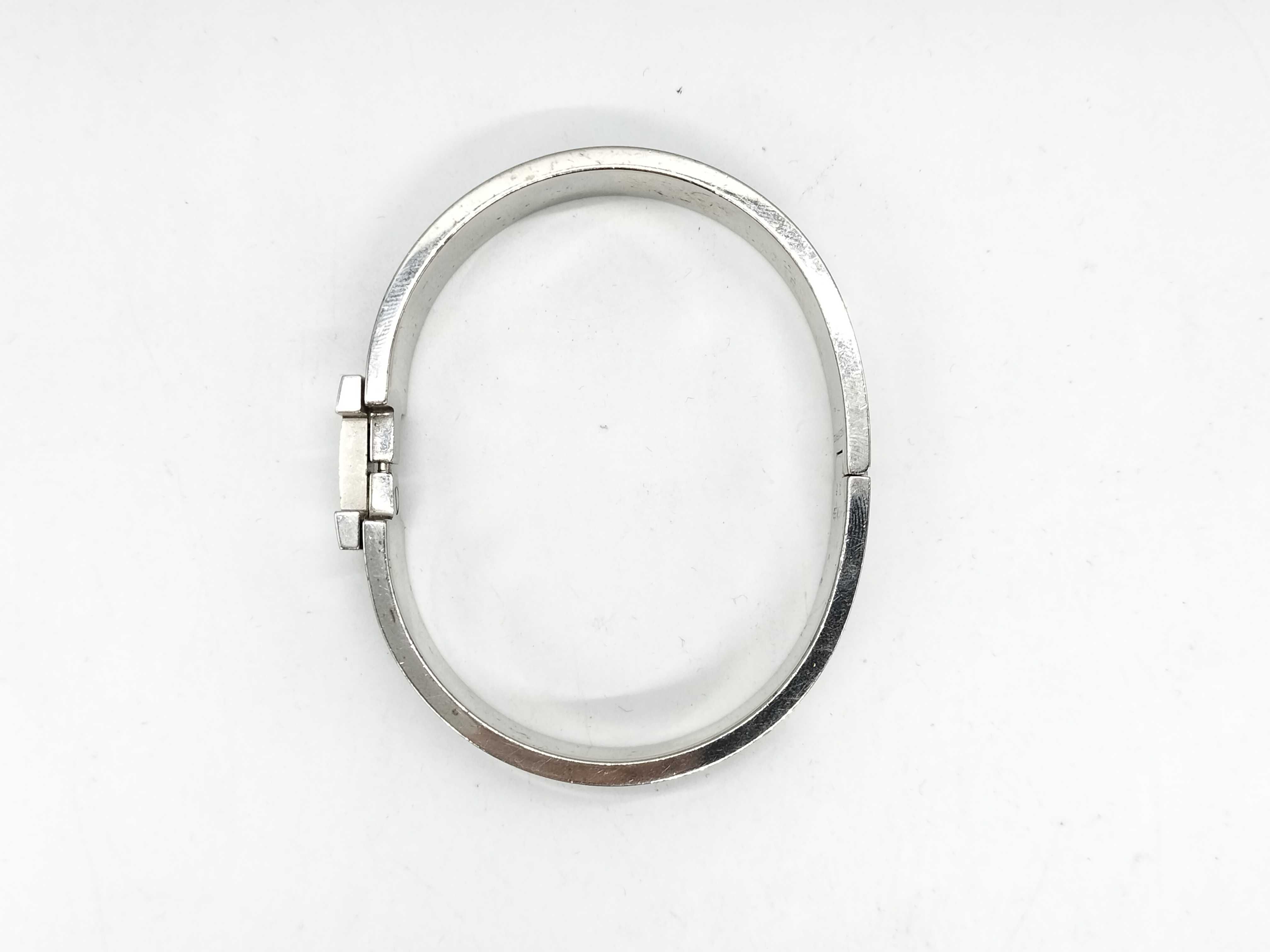 Hermes Clic H Enamel and Palladium-Plated Bangle Bracelet with Box
