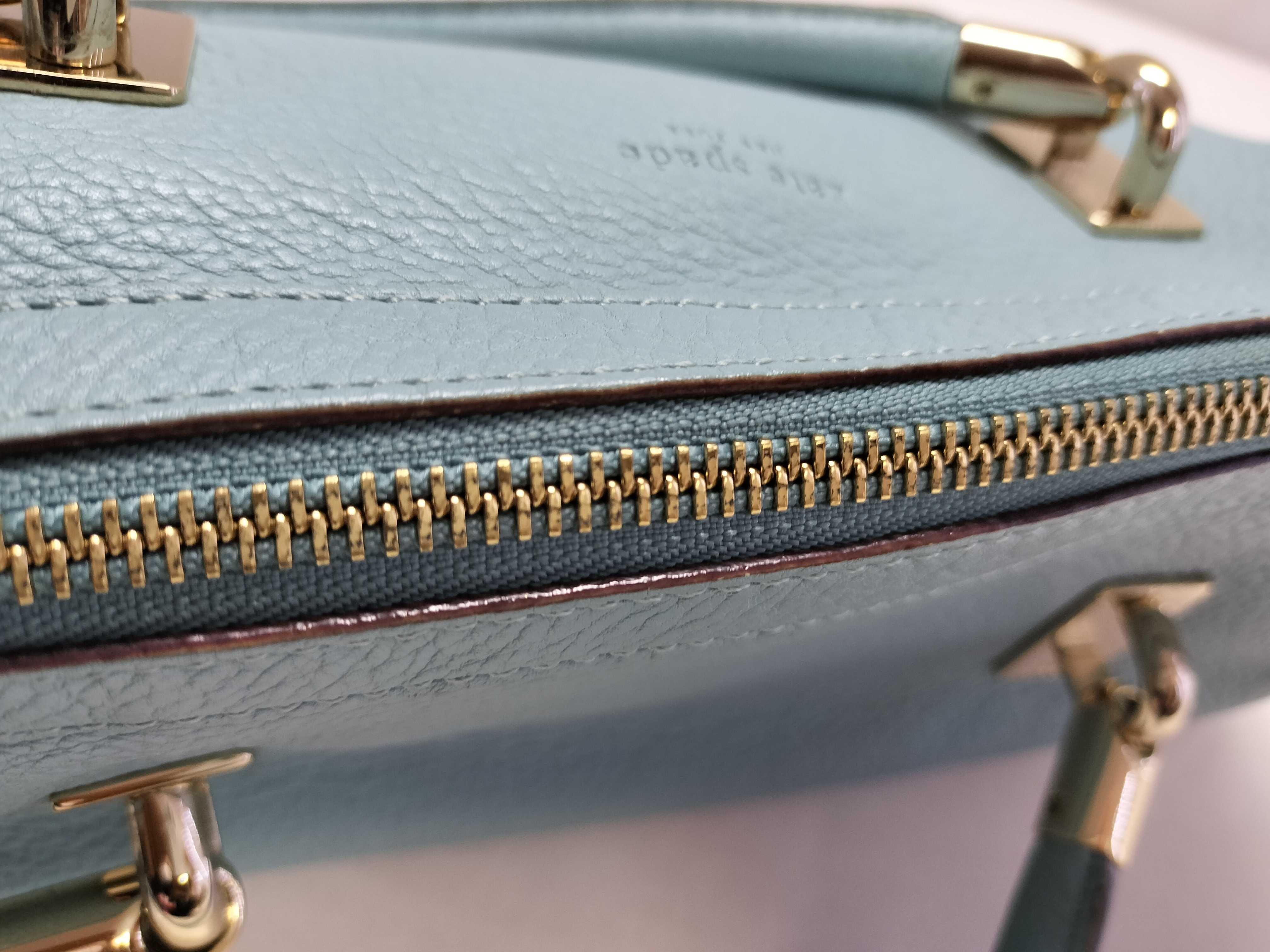 Kate Spade New York Light Blue Pebbled Leather Baguette Shoulder Bag