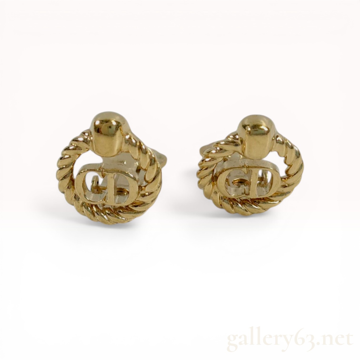 A Pair of Christian Dior Gold-Tone CD Logo Clip-On Earrings