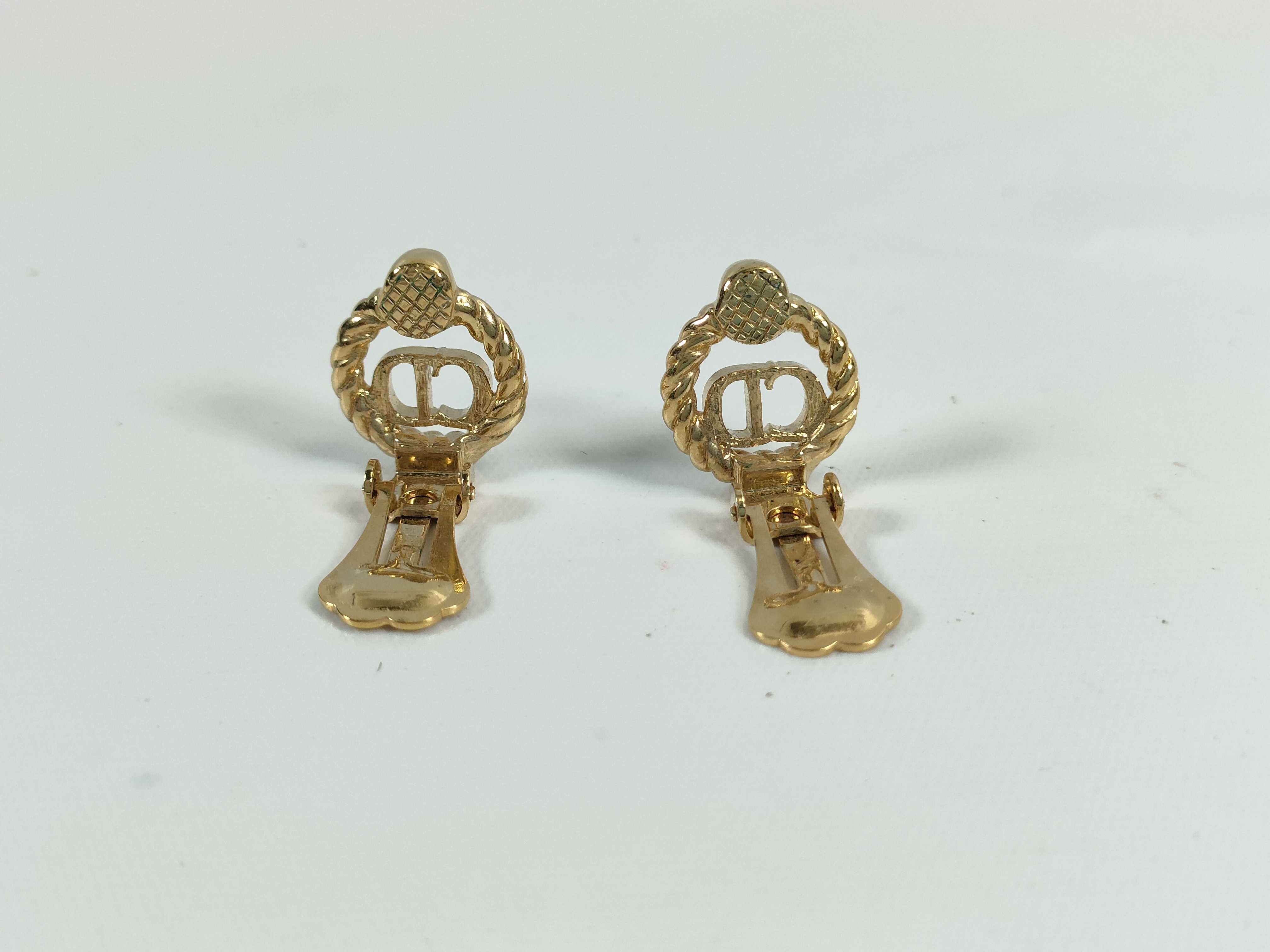 A Pair of Christian Dior Gold-Tone CD Logo Clip-On Earrings