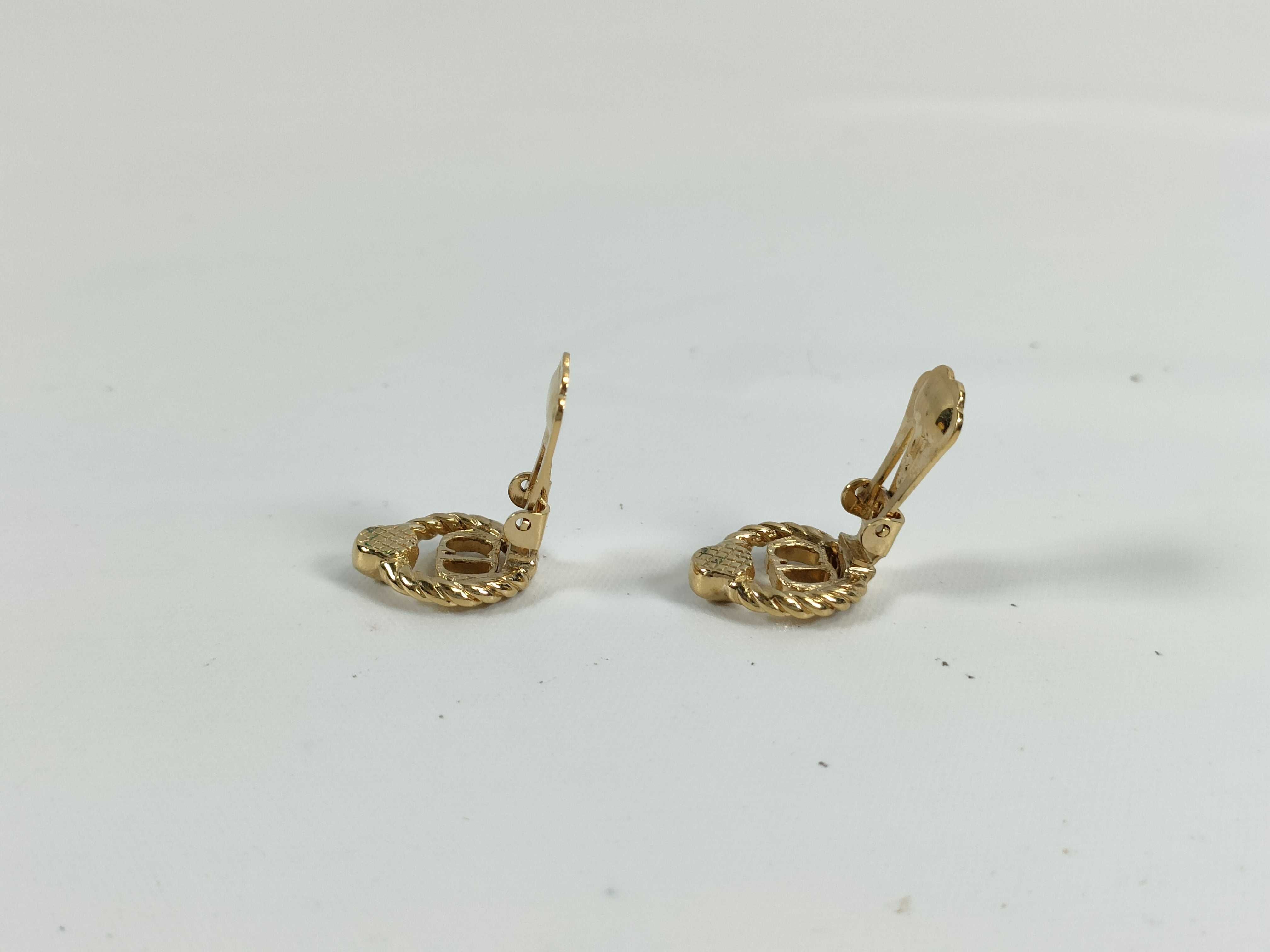 A Pair of Christian Dior Gold-Tone CD Logo Clip-On Earrings