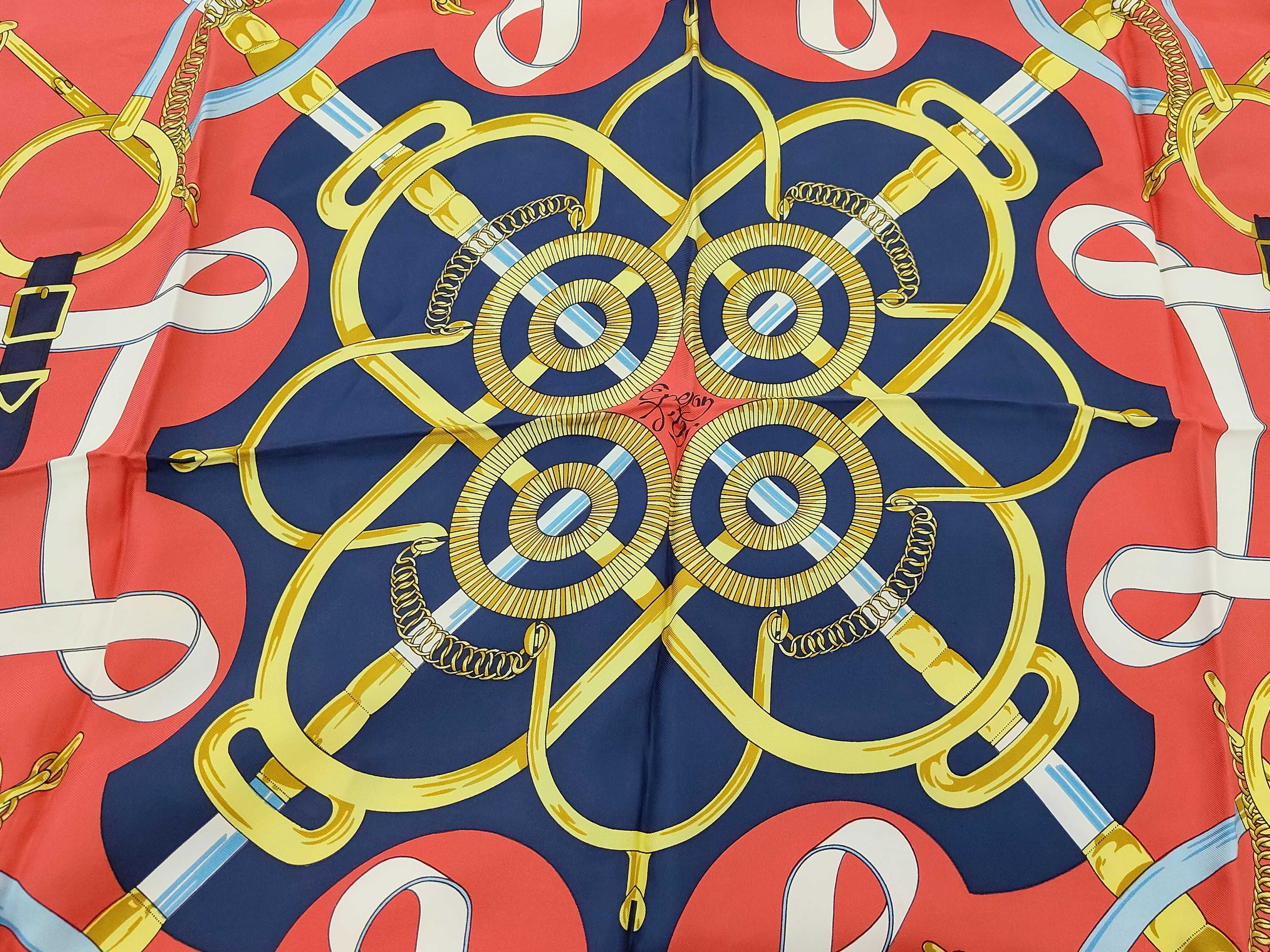 Hermes Eperon dOr Silk 90cm Square Scarf