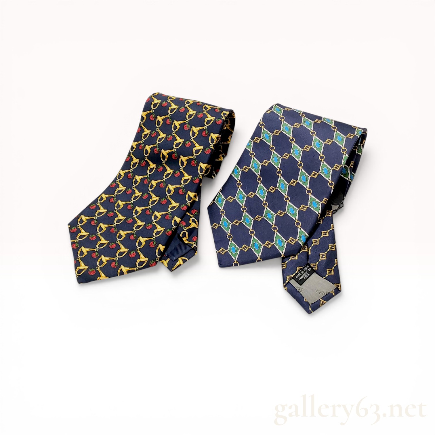 Two Designer Silk Neckties, Celine and Fendi