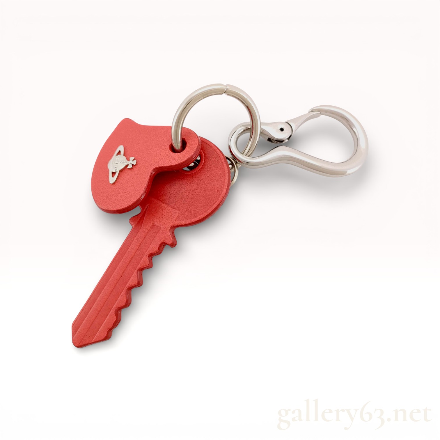 Vivienne Westwood Red Leather Heart and Key Charm Keychain