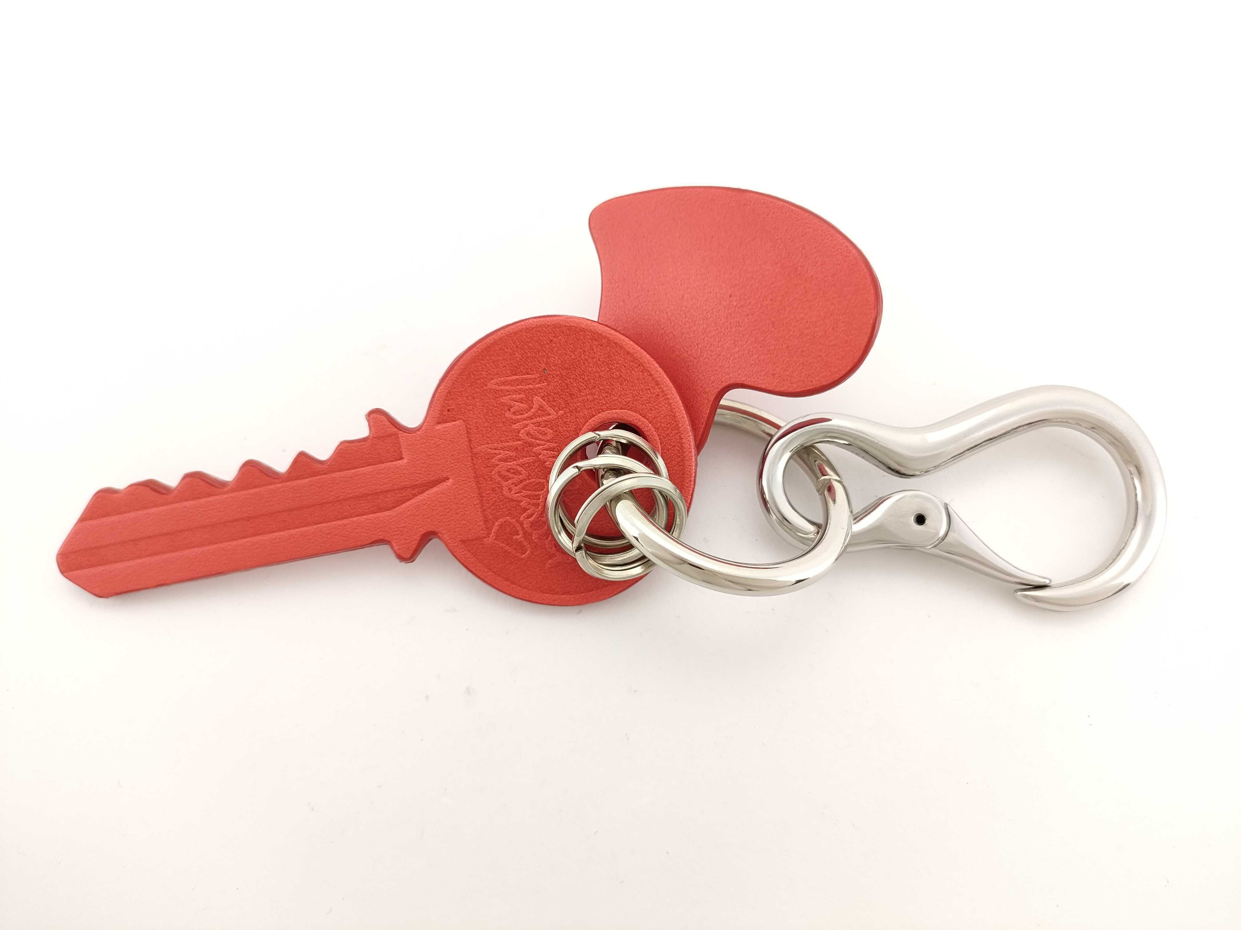 Vivienne Westwood Red Leather Heart and Key Charm Keychain