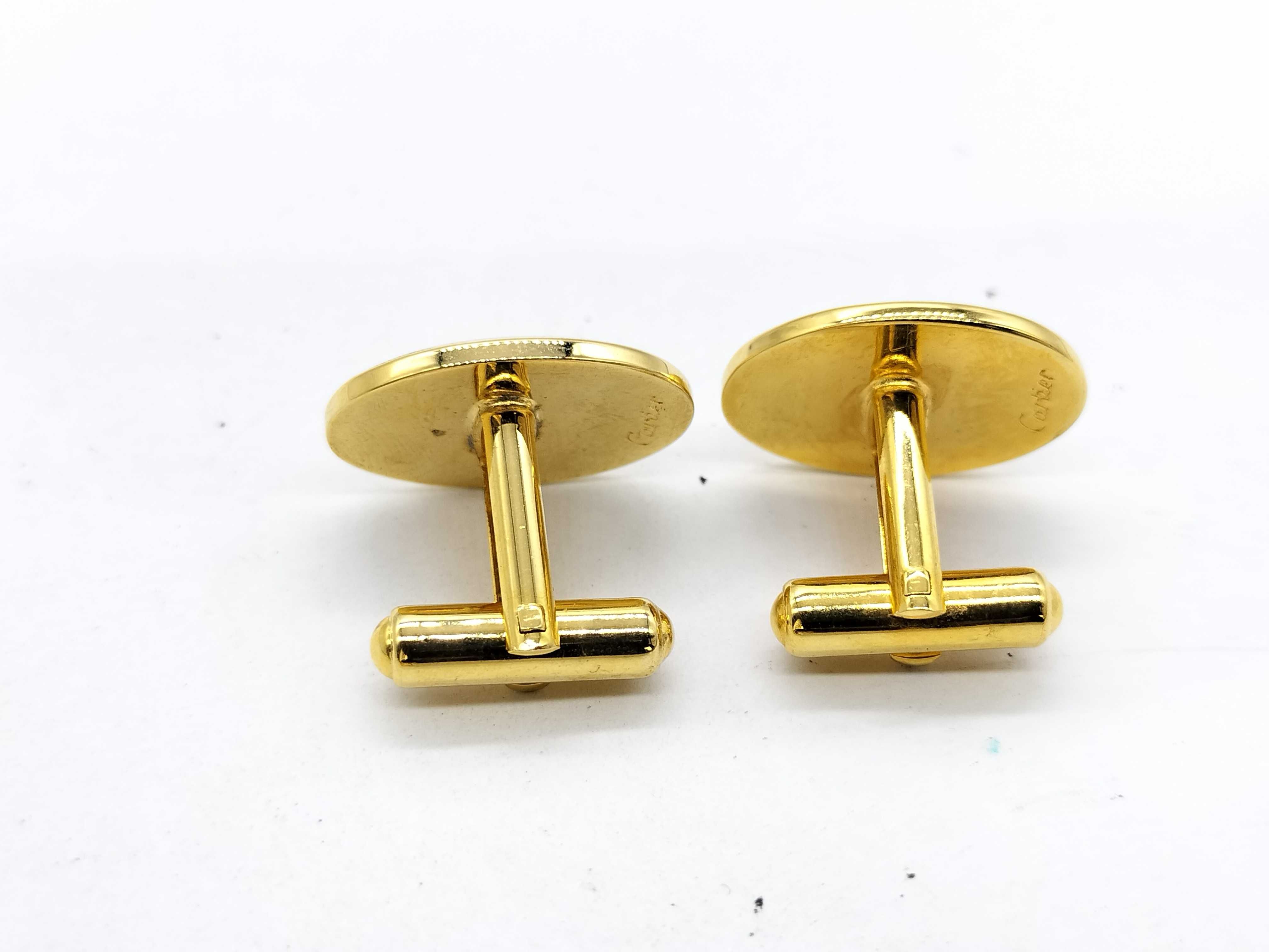 Cartier 2C Logo Gold-Tone and Black Lacquer Cufflink and Tie Clip Set