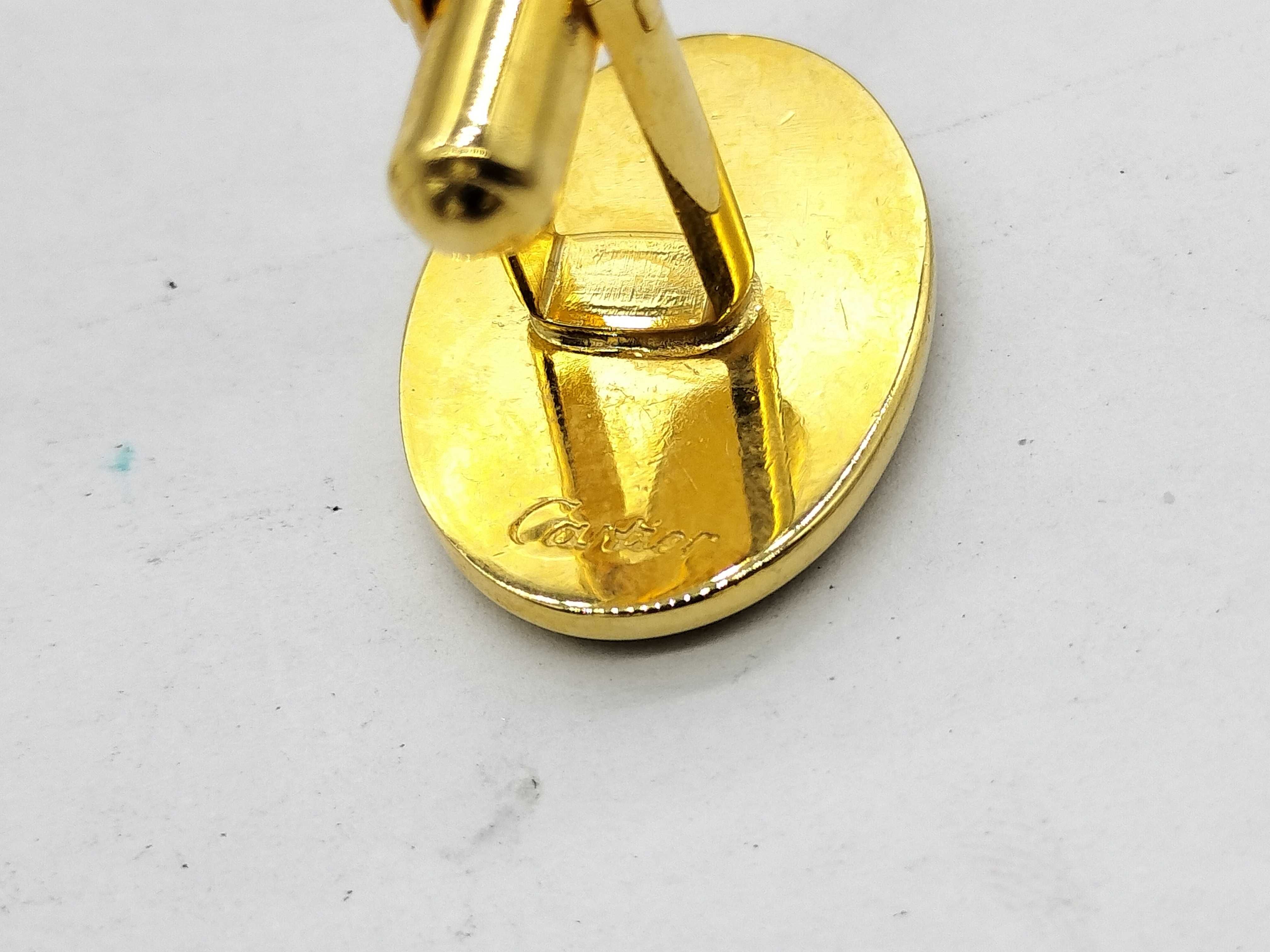 Cartier 2C Logo Gold-Tone and Black Lacquer Cufflink and Tie Clip Set