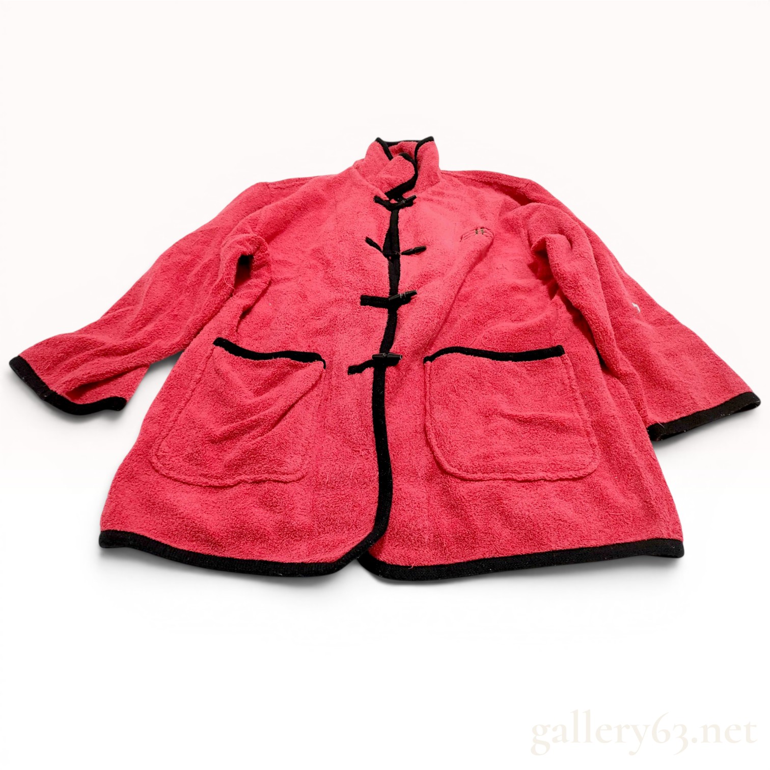 Vintage Balenciaga Decoration Fuchsia Pink Cotton Terry Cloth Mandarin Jacket