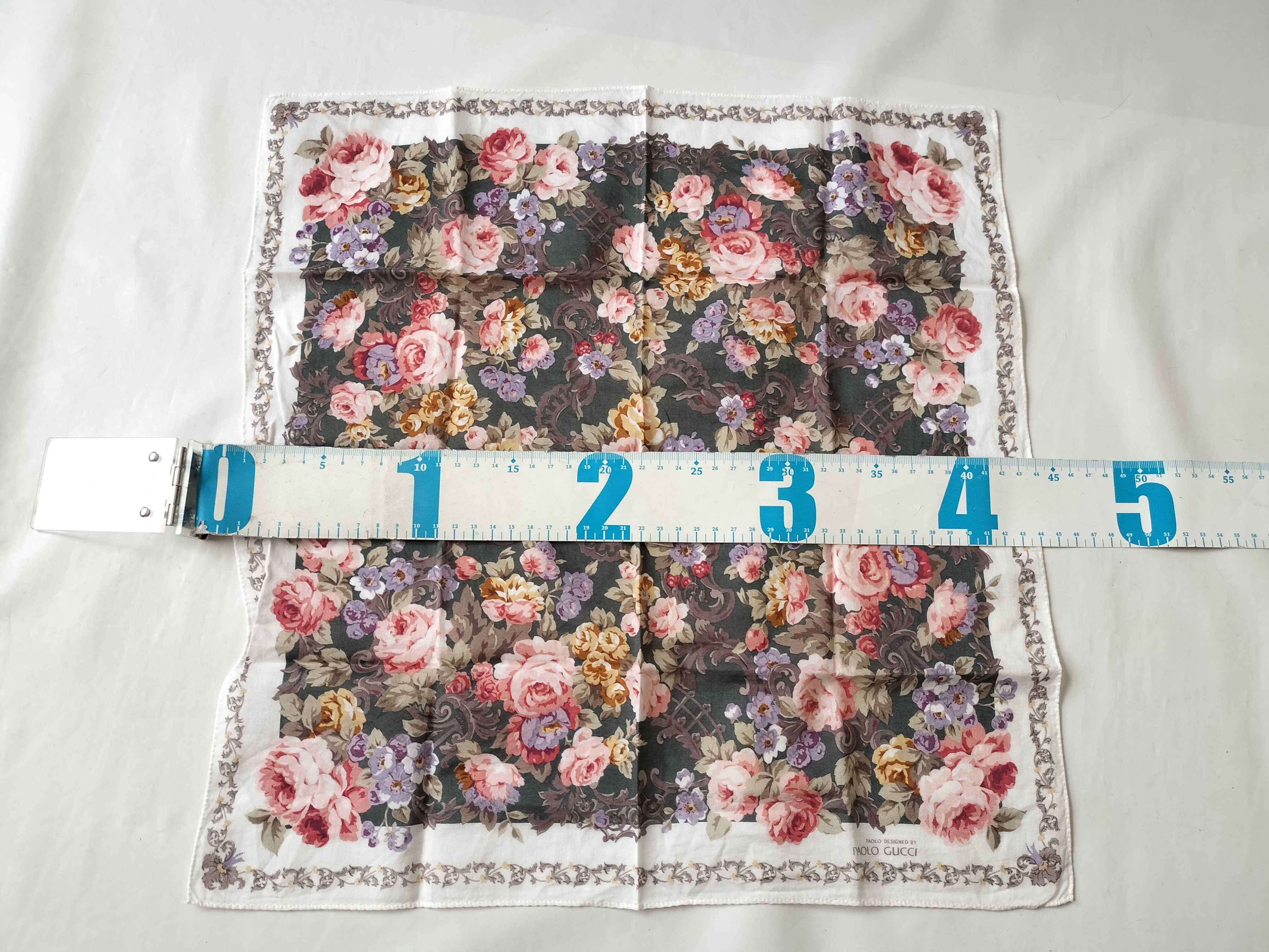 Vintage Paolo Gucci Floral Print Cotton Scarf 44cm