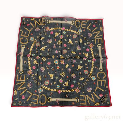 Celine Paris Jewelry and Chain Motif Cotton Pocket Square. Celine Paris cotton pocket square or 