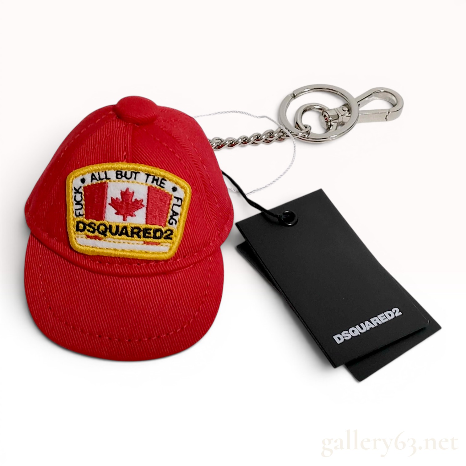 Dsquared2 Red Canadian Flag Miniature Baseball Cap Keychain with Original Box and Tags
