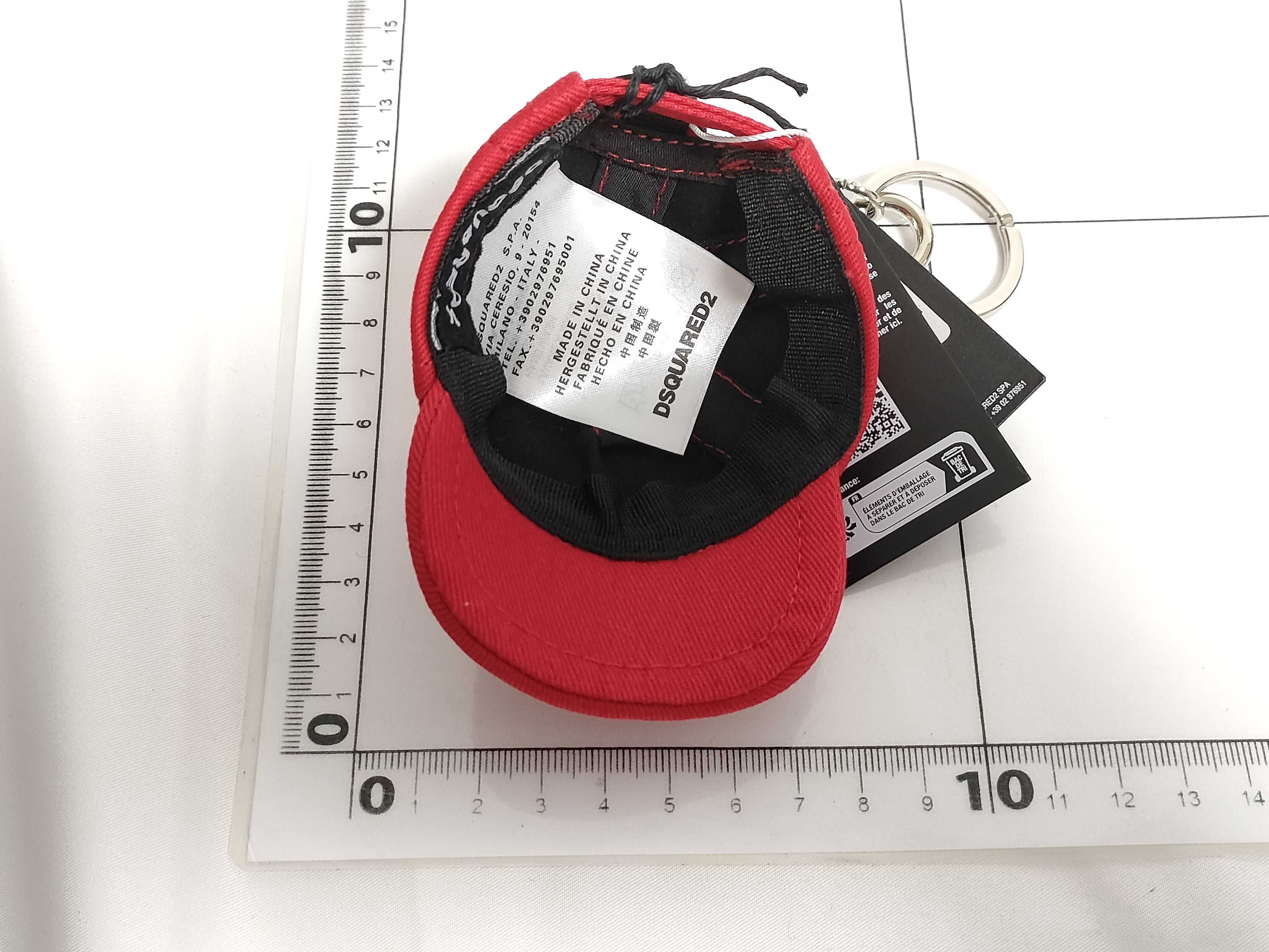Dsquared2 Red Canadian Flag Miniature Baseball Cap Keychain with Original Box and Tags