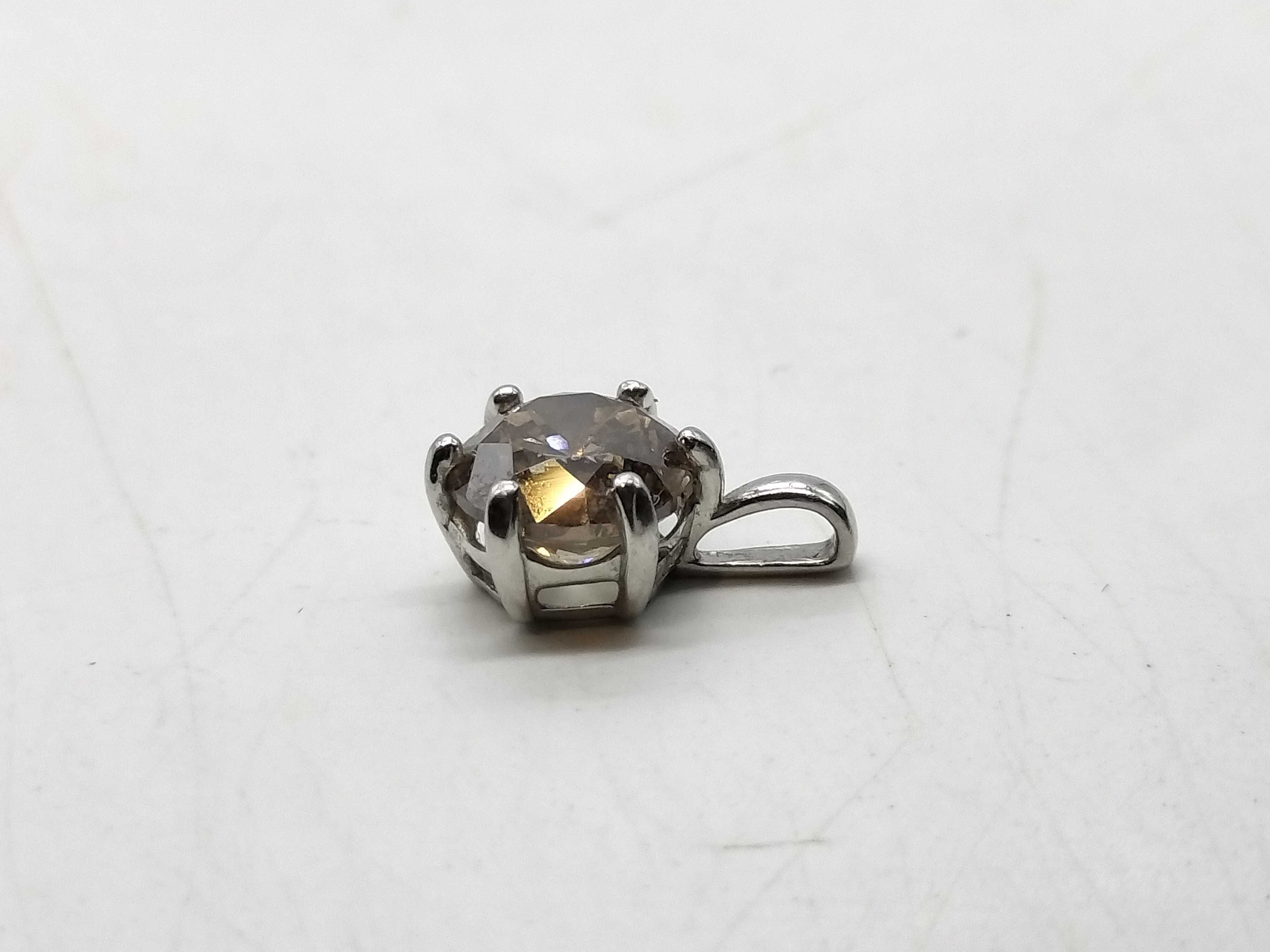 Pure Platinum One Carat Round Brilliant Cut Champagne Diamond Platinum Solitaire Pendant
