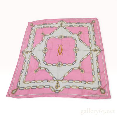 Must de Cartier Paris Silk Twill Scarf with Jewelry Motif. A must de Cartier Paris square scarf 