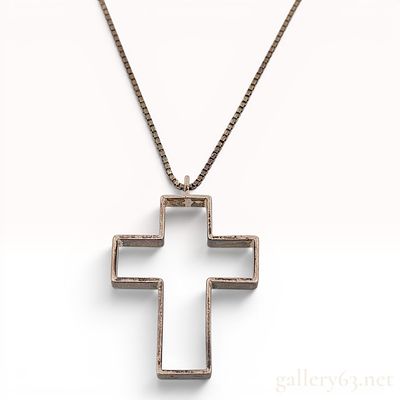Gucci Sterling Silver Large Hollow Cross Pendant Necklace. This is a Gucci designer pendant 