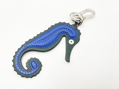 LOEWE Leather Seahorse Bag Charm Keychain. This Loewe brand bag charm is designed in the shape 