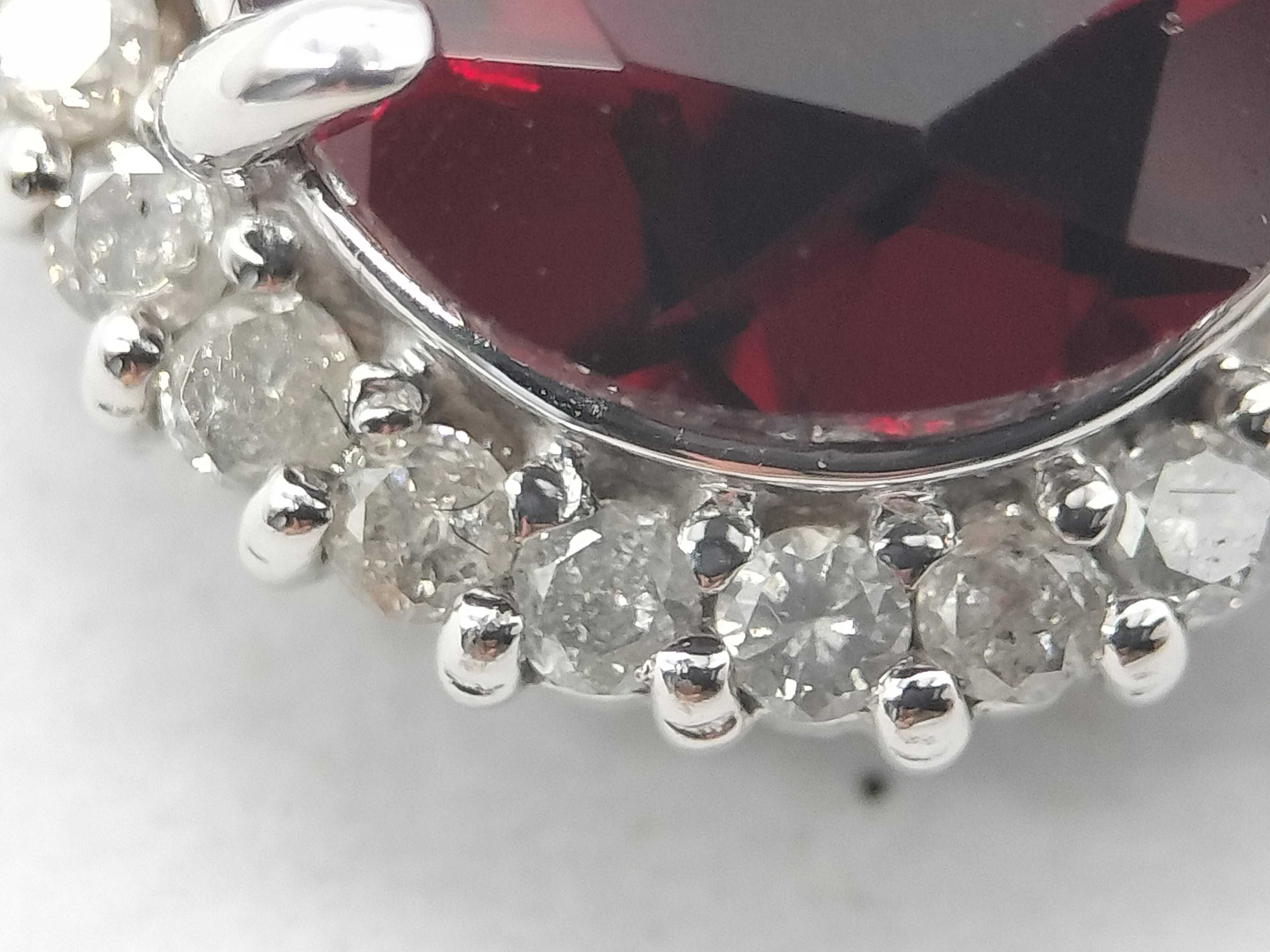 14K White Gold Pear-Cut Garnet and Diamond Halo Pendant