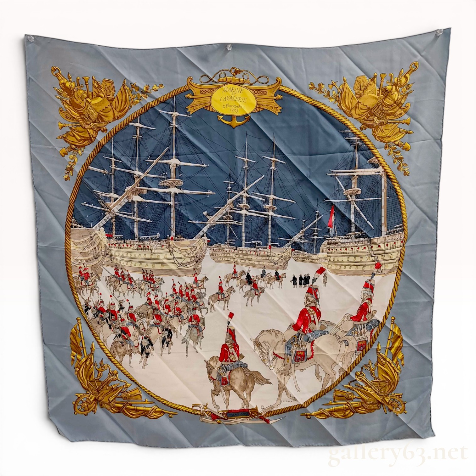 Hermes Marine et Cavalerie Silk Scarf