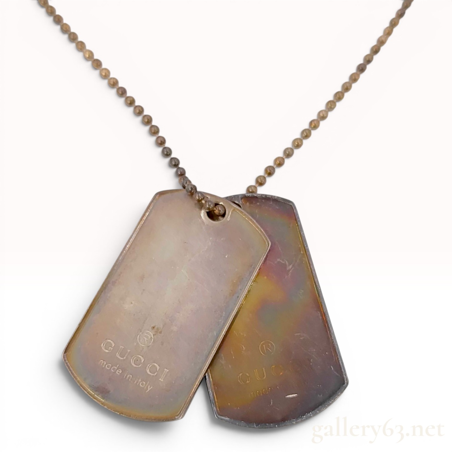 Gucci Sterling Silver Double Dog Tag Necklace