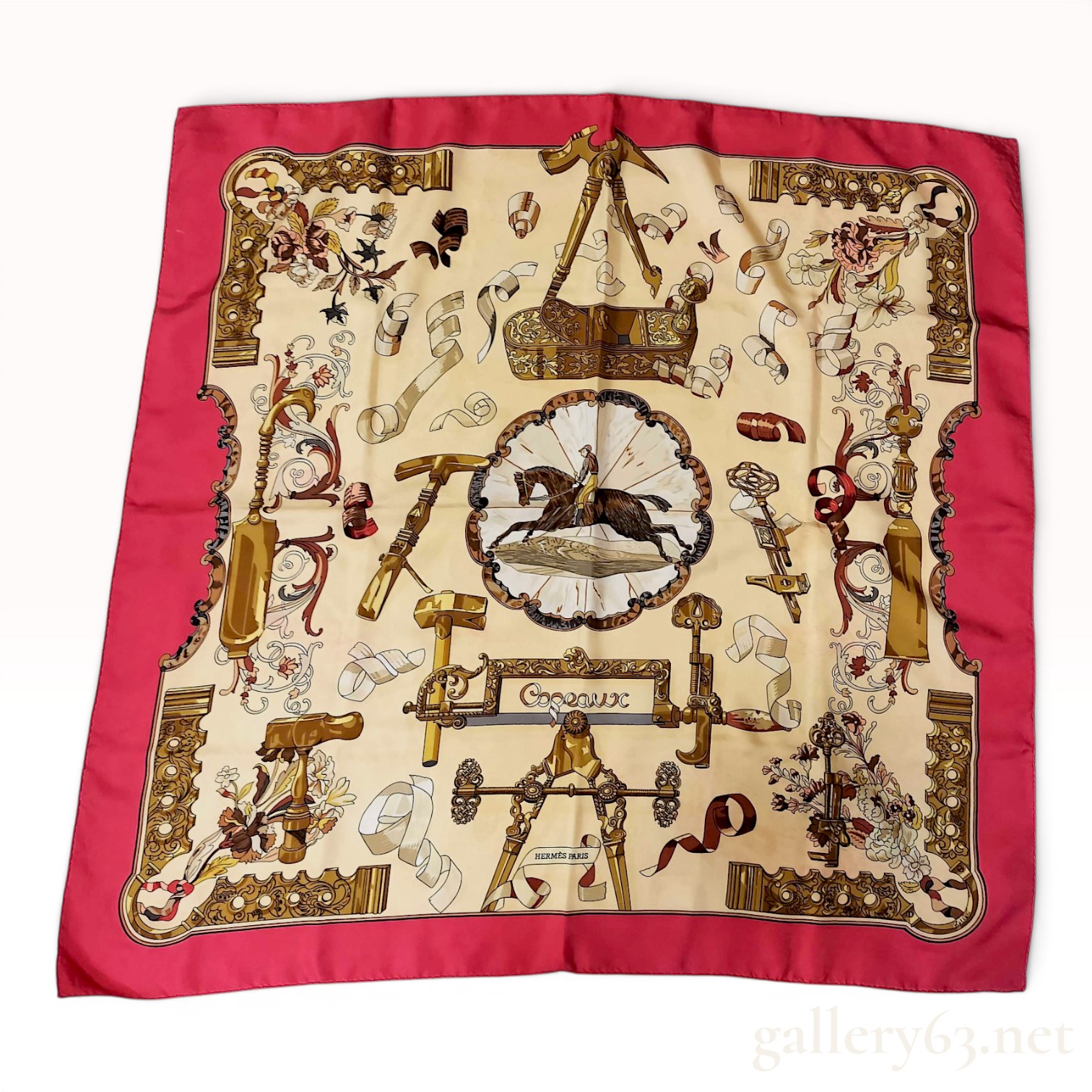 Hermes Paris Copeaux Silk Carre Scarf