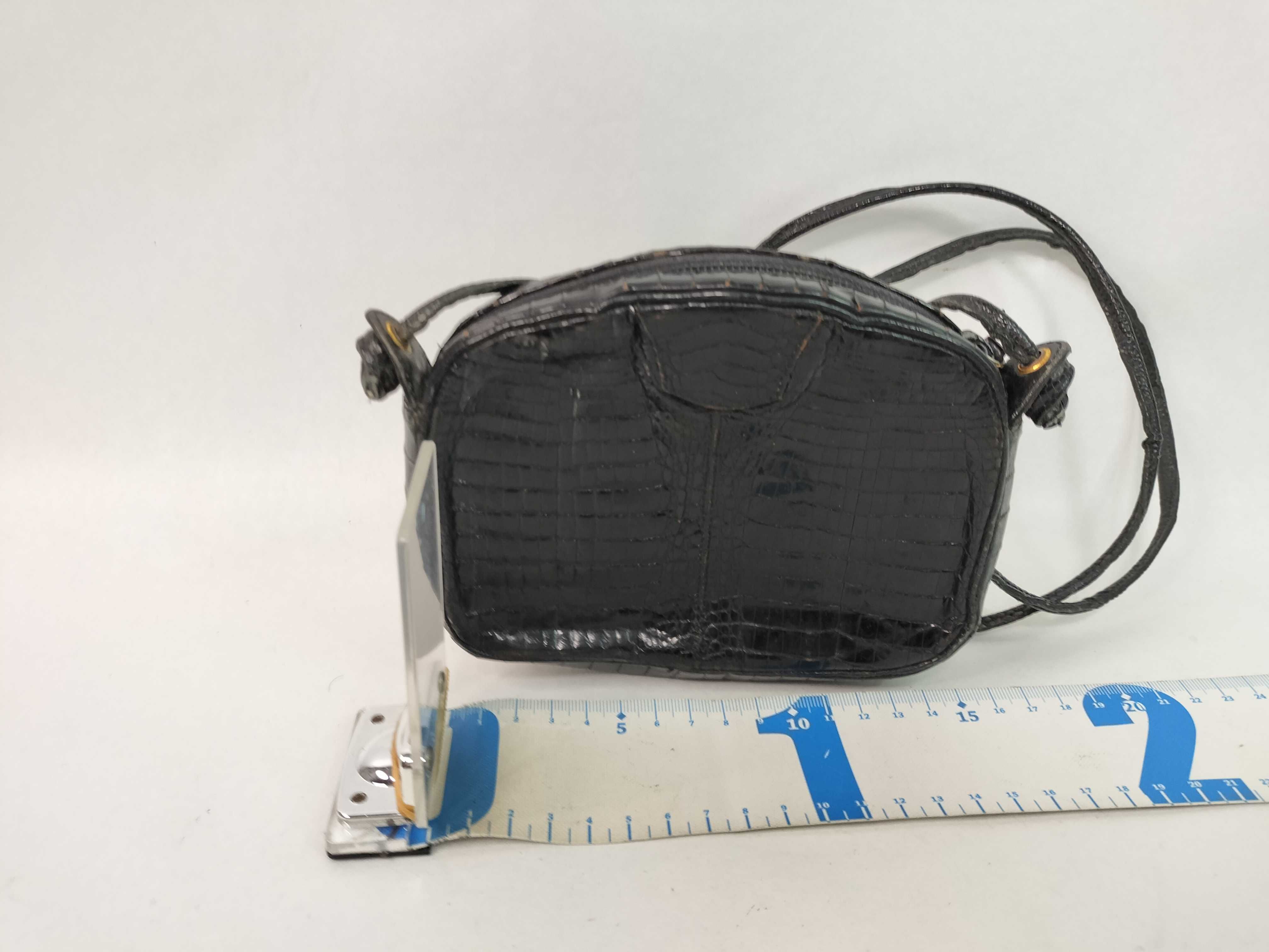 Bally Vintage Black Crocodile Skin Shoulder Bag