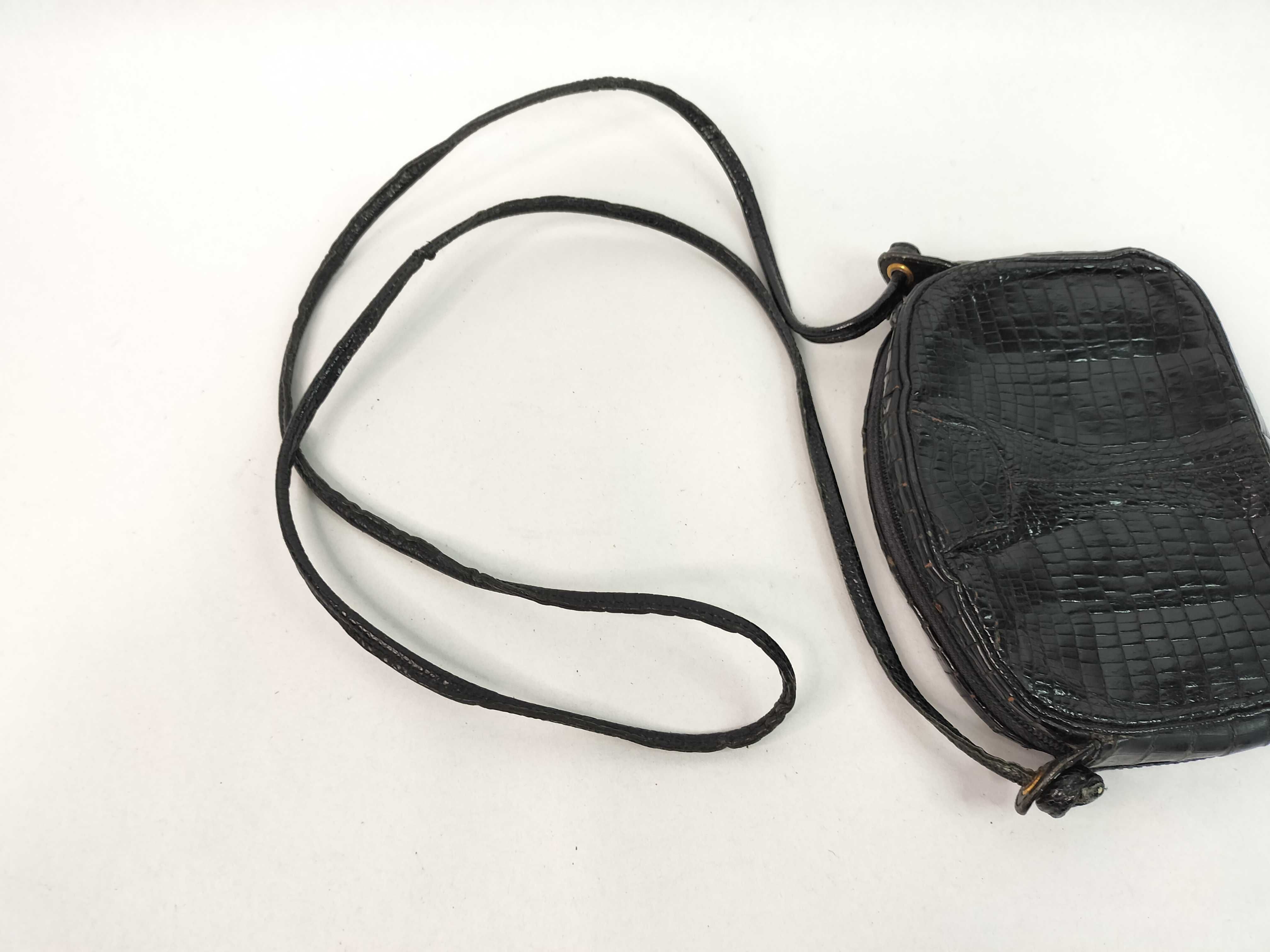 Bally Vintage Black Crocodile Skin Shoulder Bag