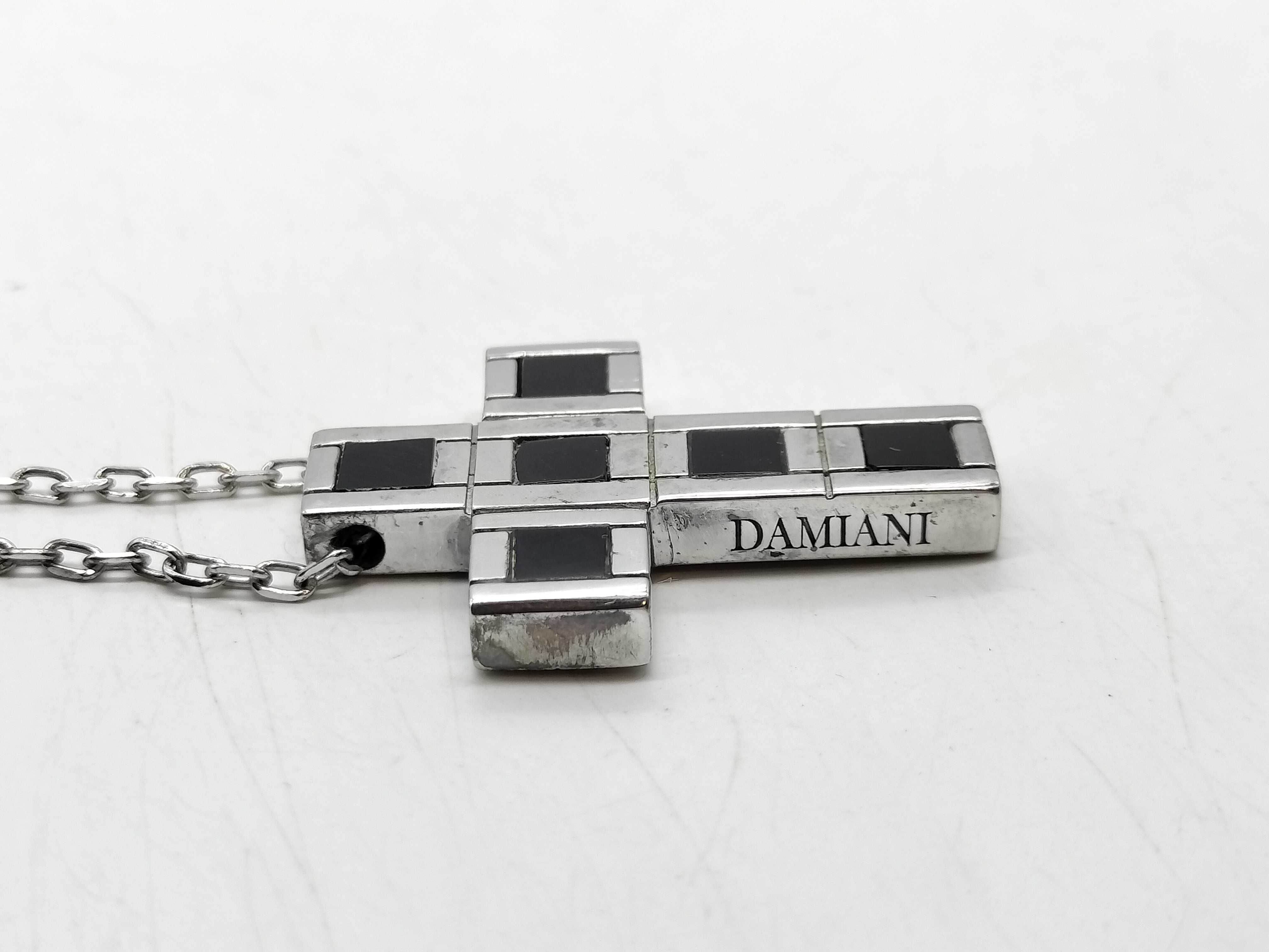 Damiani Justman Sterling Silver and Onyx Cross Pendant Necklace