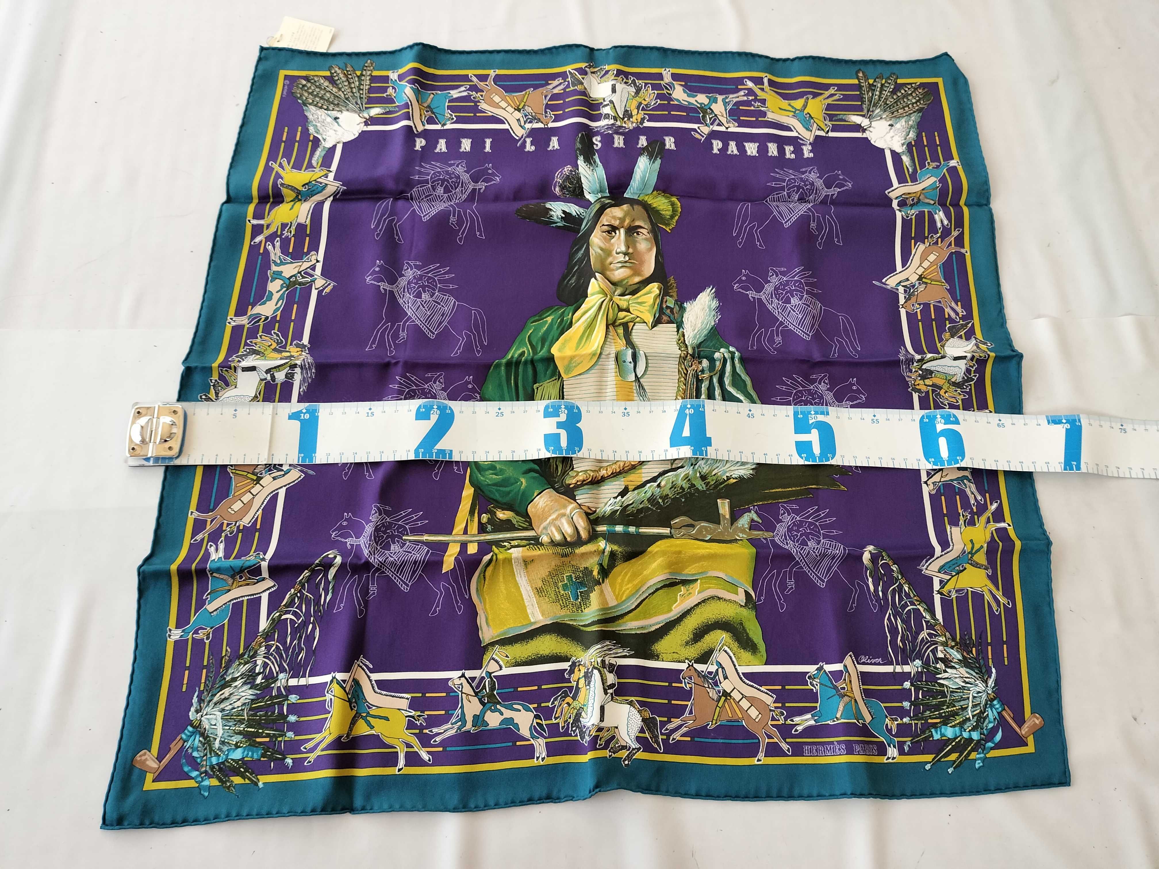 Hermes Pani La Shar Pawnee Silk Scarf by Kermit Oliver 70cm