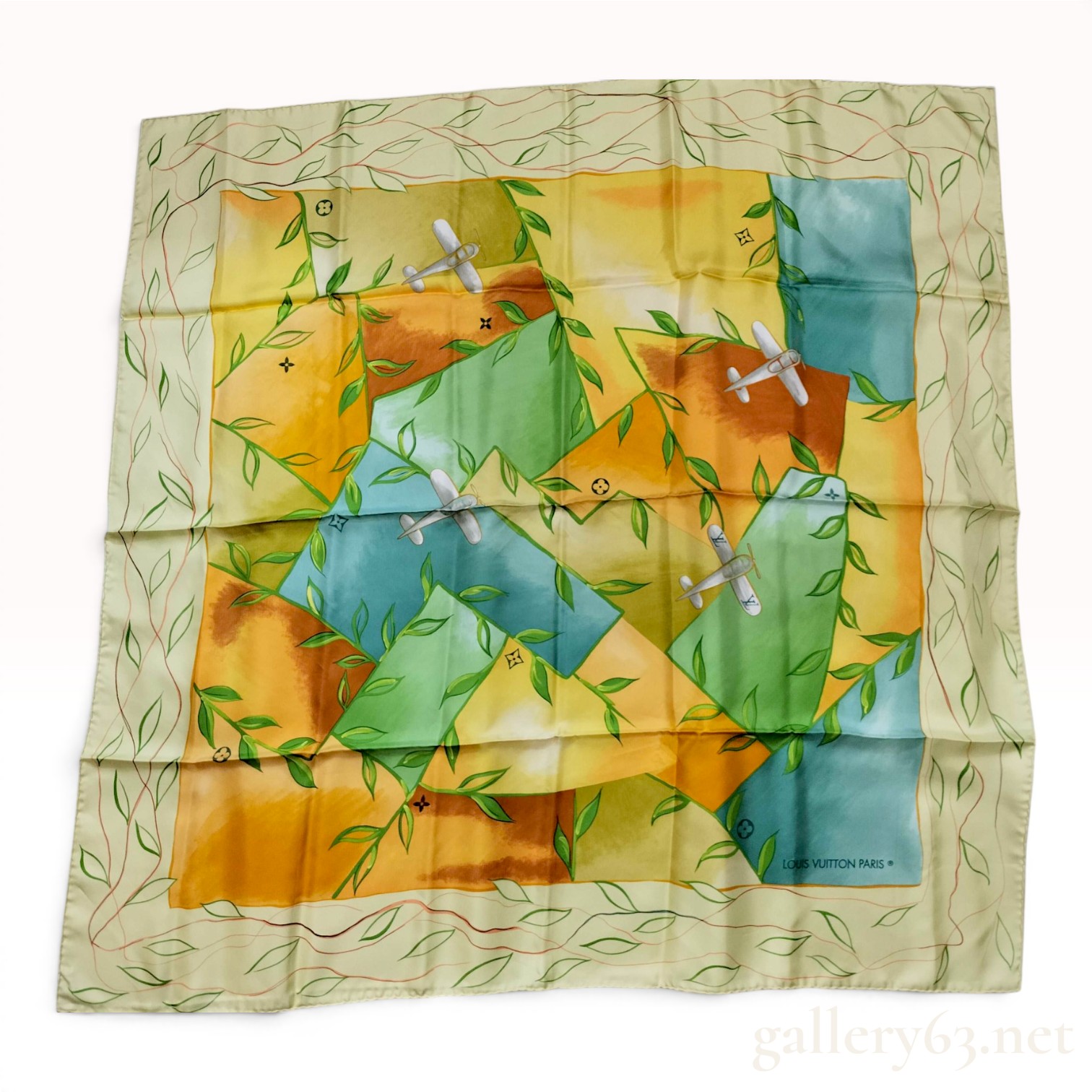 Louis Vuitton Square Silk Airplane Scarf