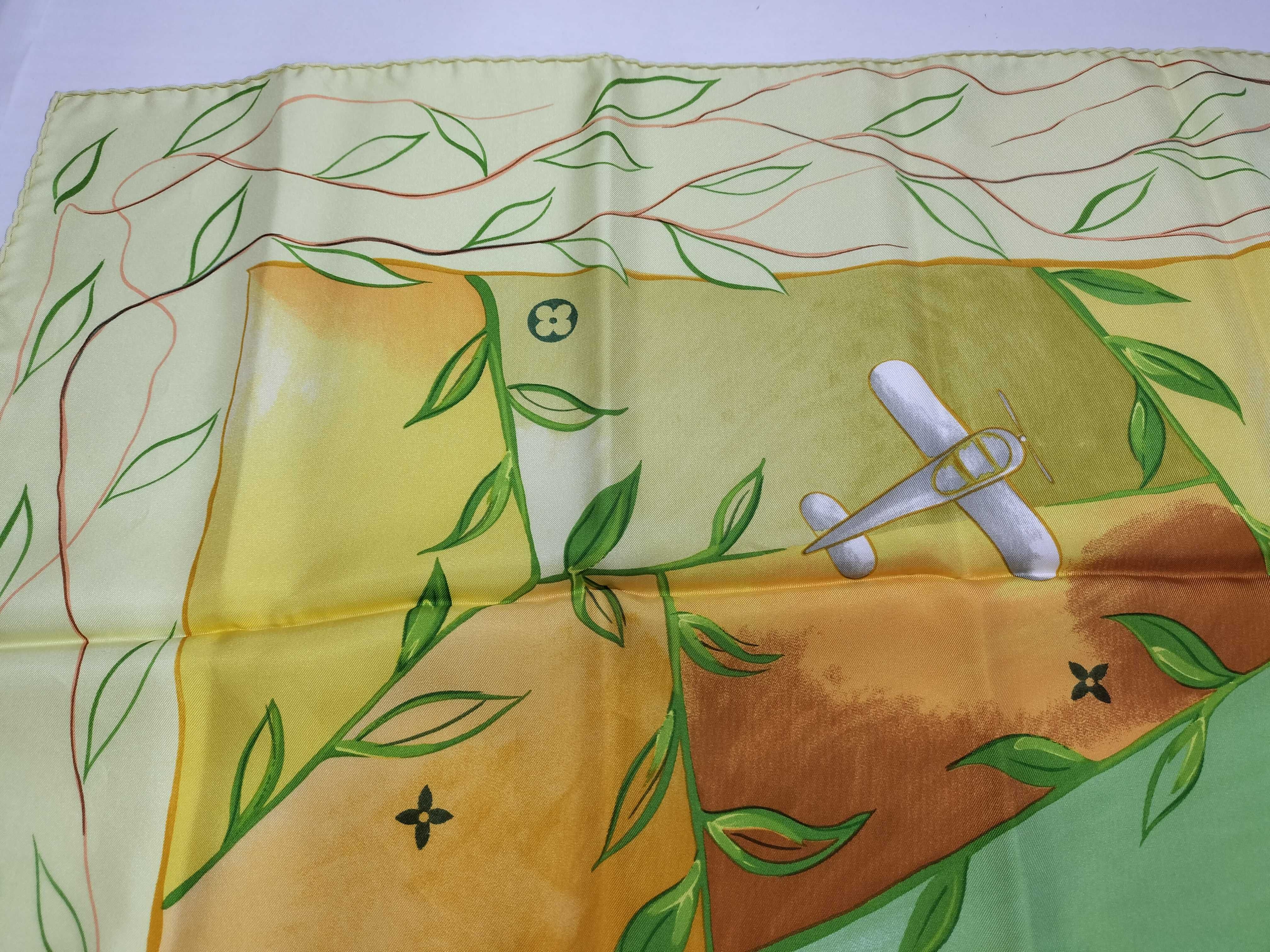 Louis Vuitton Square Silk Airplane Scarf