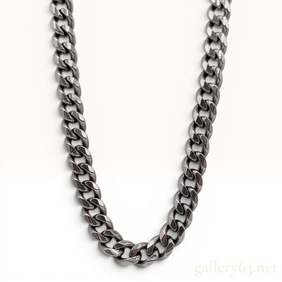 A 97.4 Gram Platinum Two-Side Cut Curb Link Chain Necklace. A handmade platinum necklace 