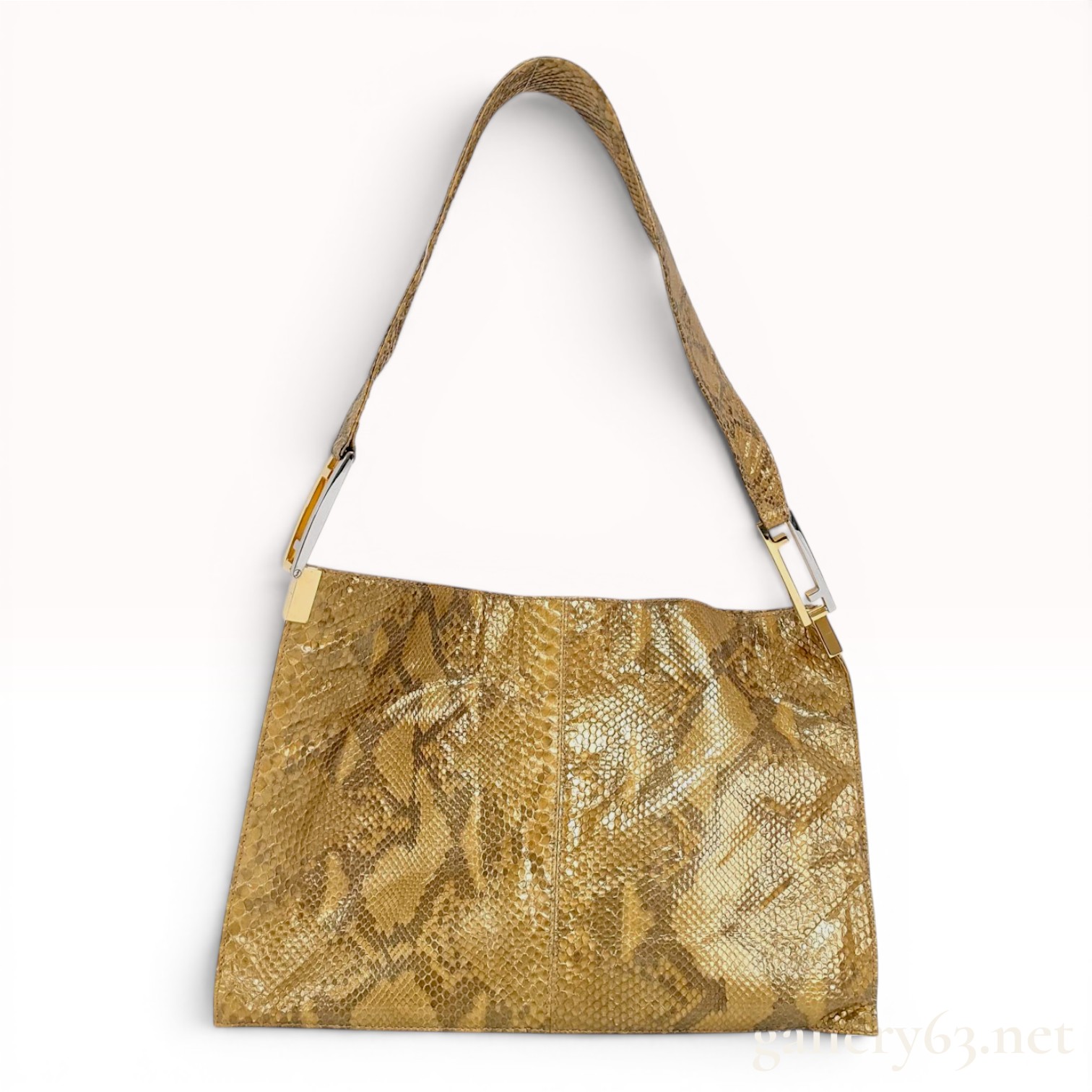 Fendi Vintage Metallic Gold Python Shoulder Bag