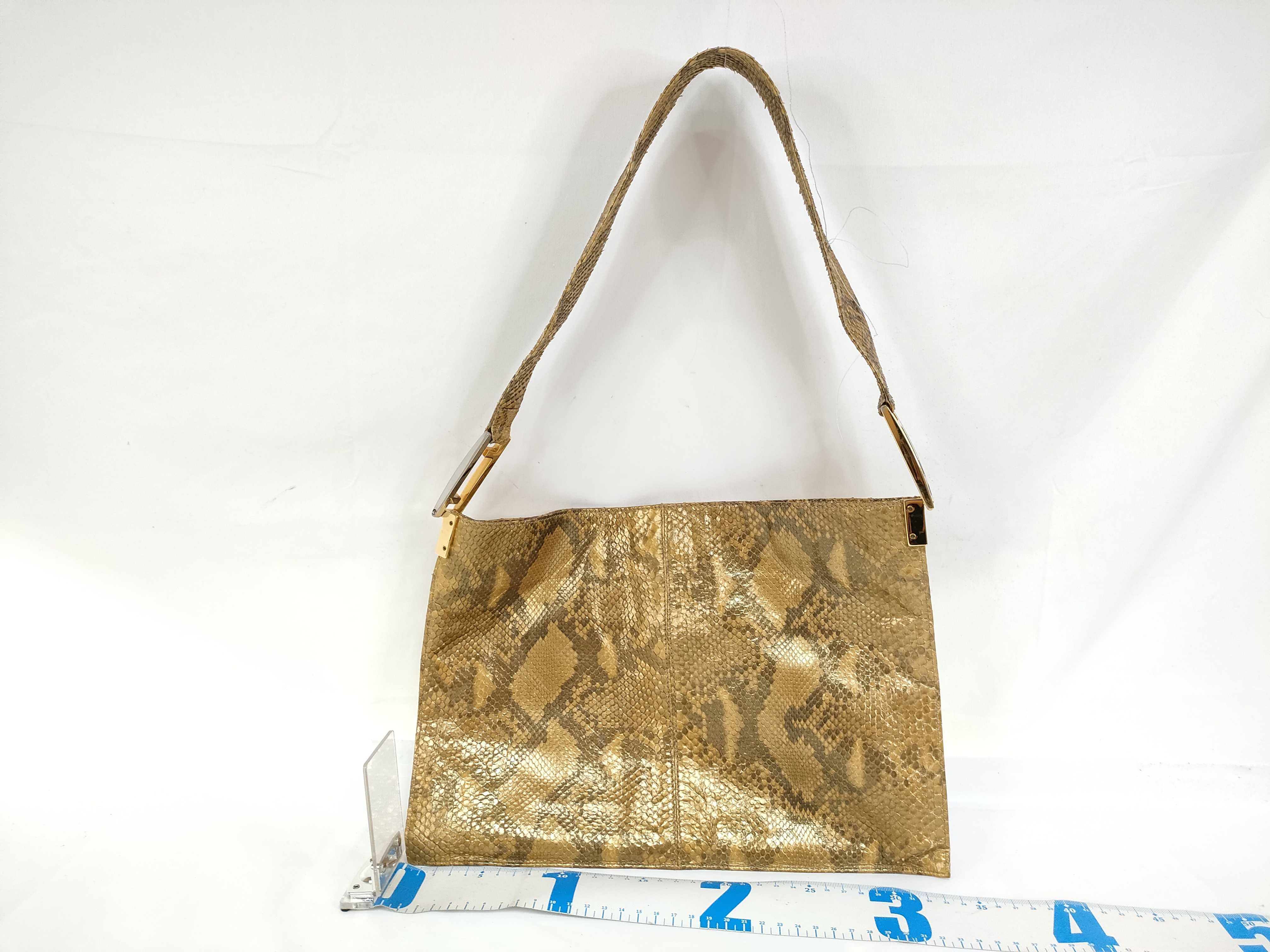 Fendi Vintage Metallic Gold Python Shoulder Bag