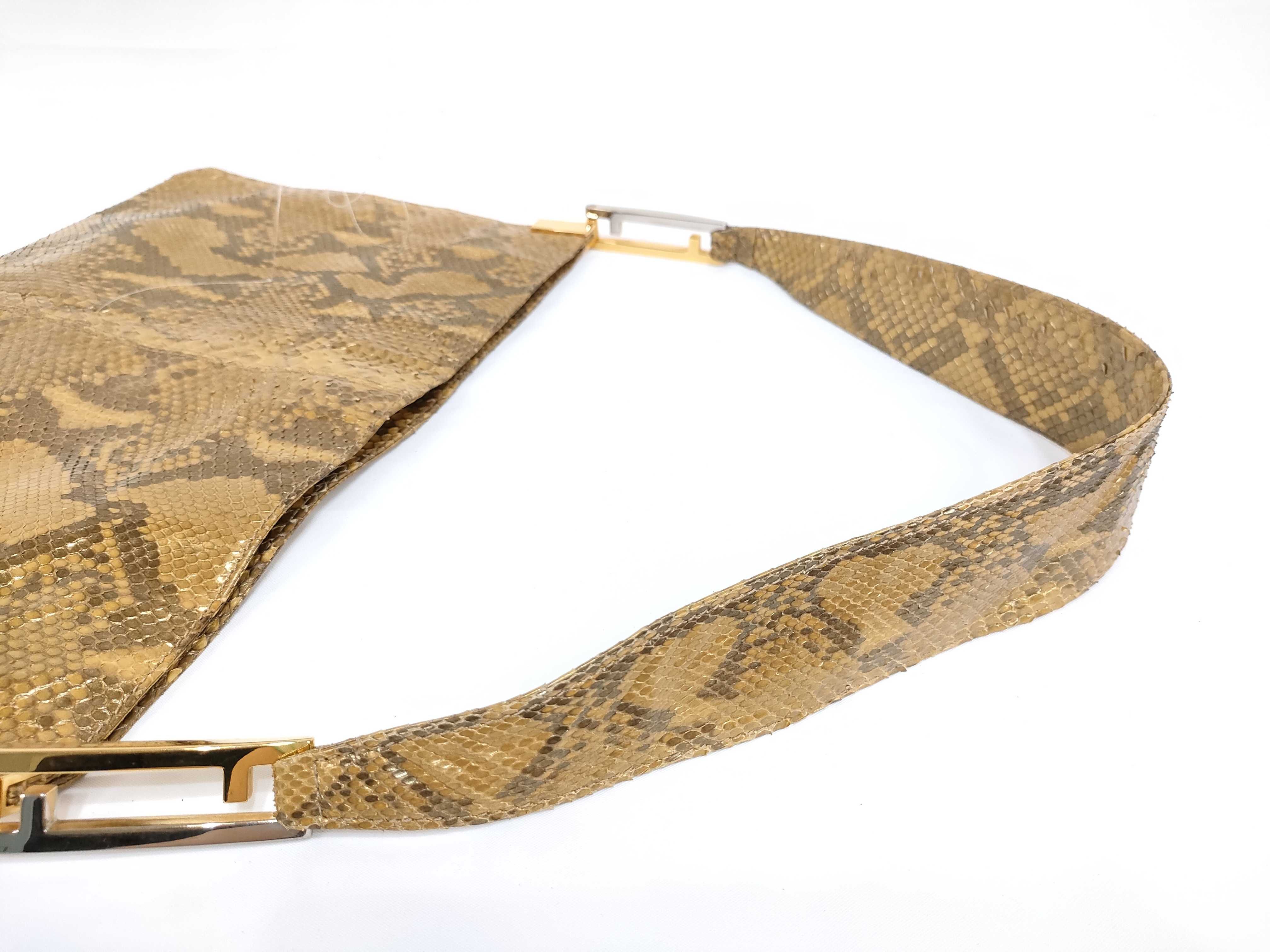 Fendi Vintage Metallic Gold Python Shoulder Bag