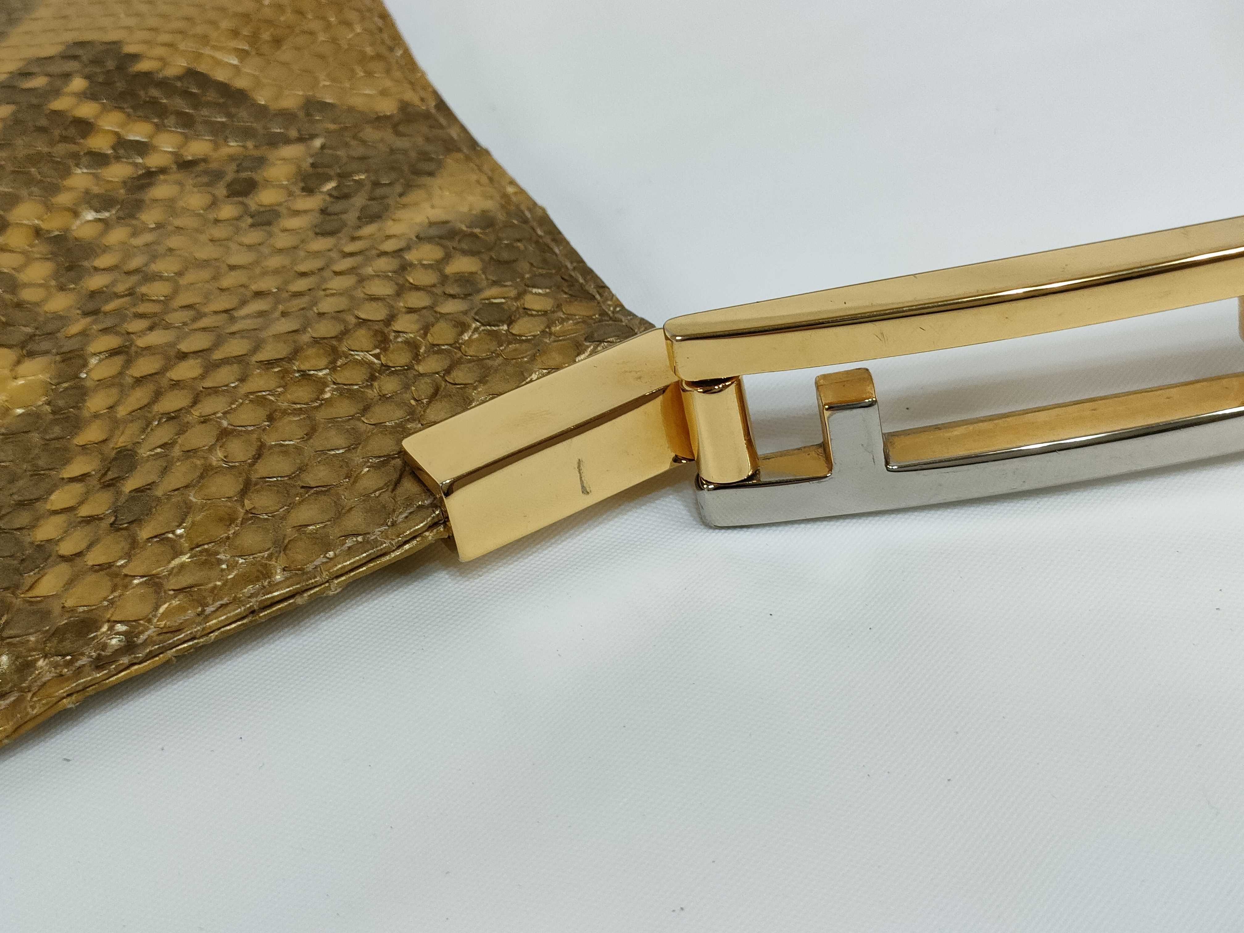 Fendi Vintage Metallic Gold Python Shoulder Bag