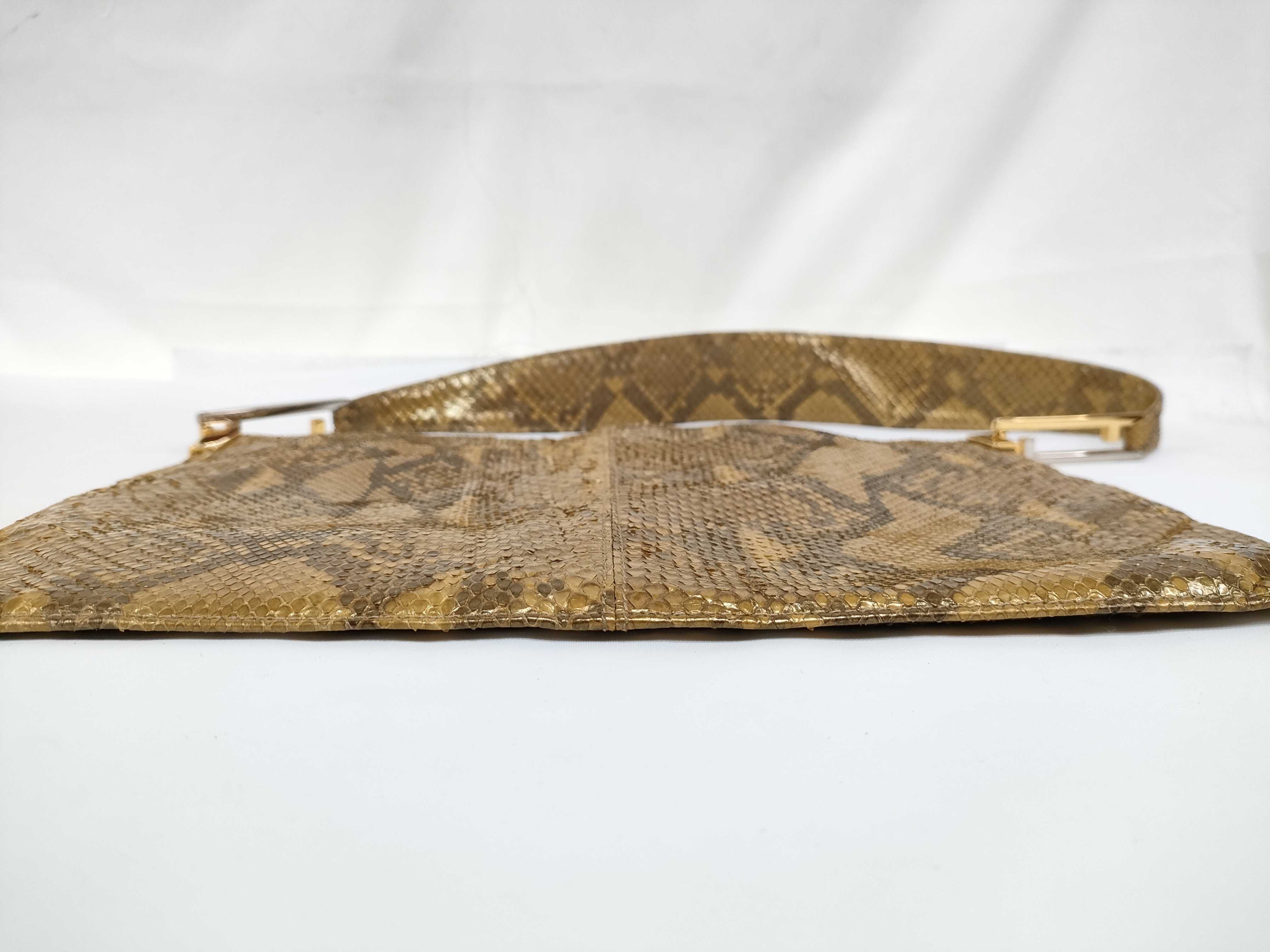 Fendi Vintage Metallic Gold Python Shoulder Bag