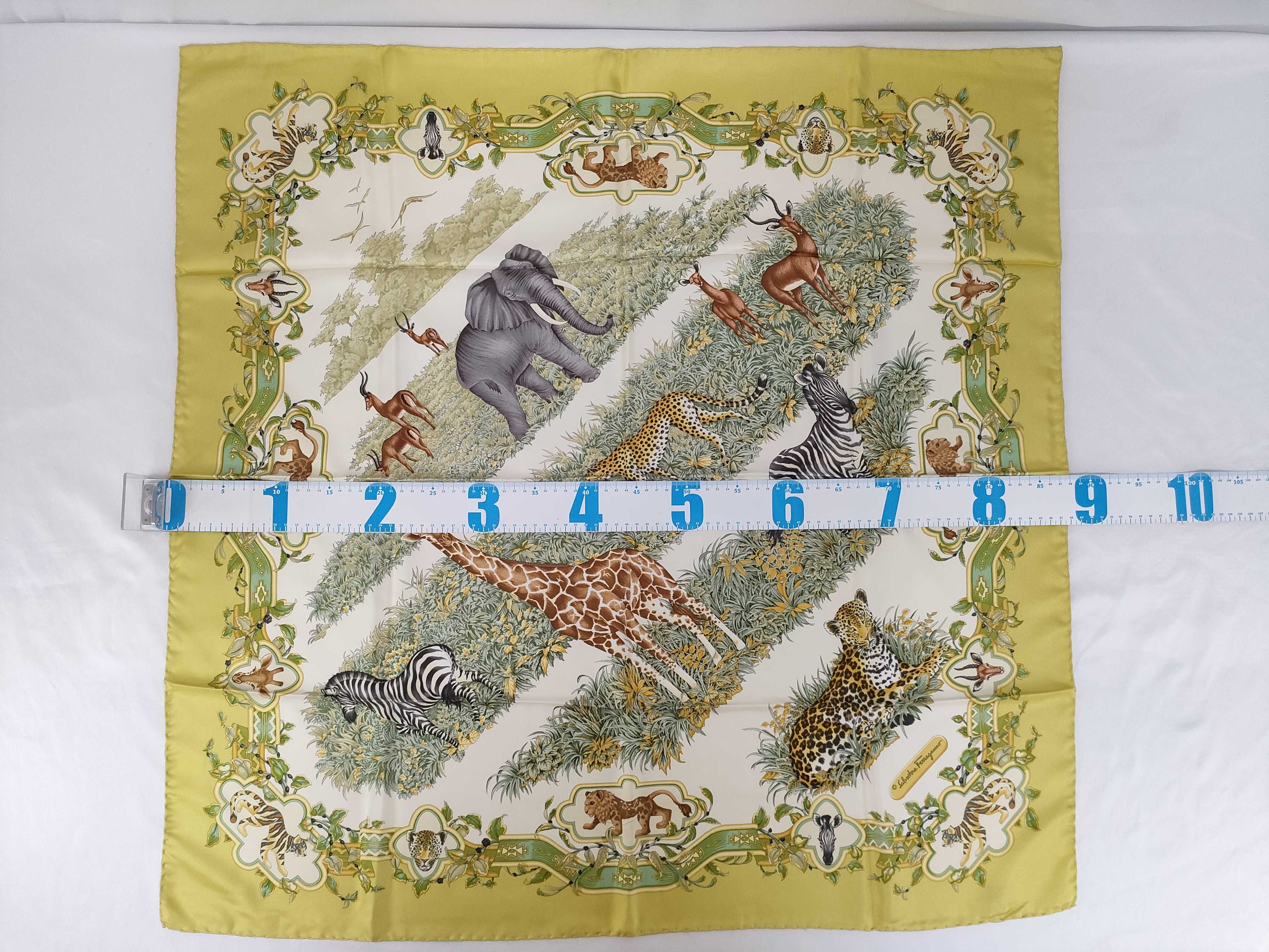 Salvatore Ferragamo African Safari Motif Silk Scarf