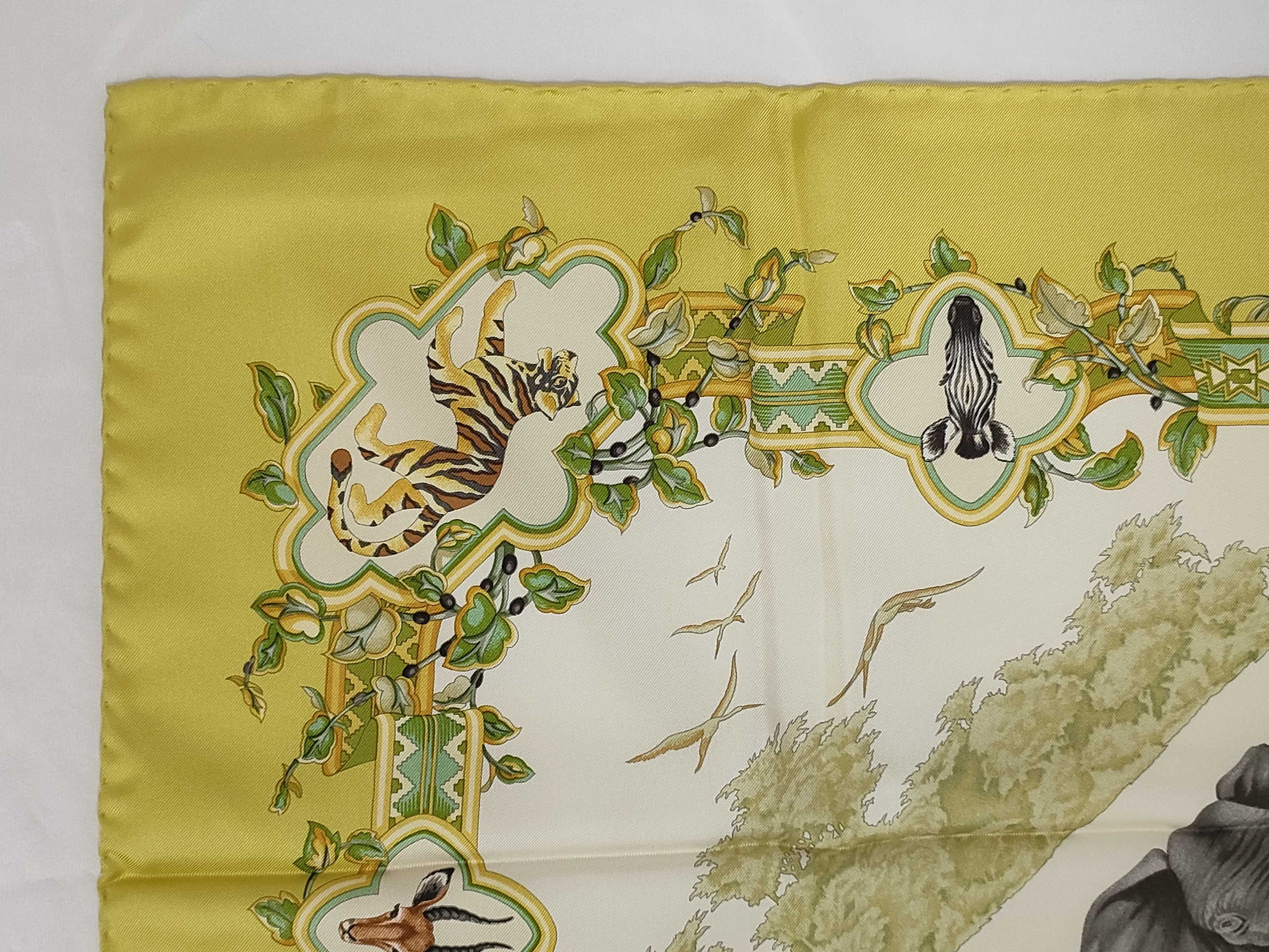 Salvatore Ferragamo African Safari Motif Silk Scarf