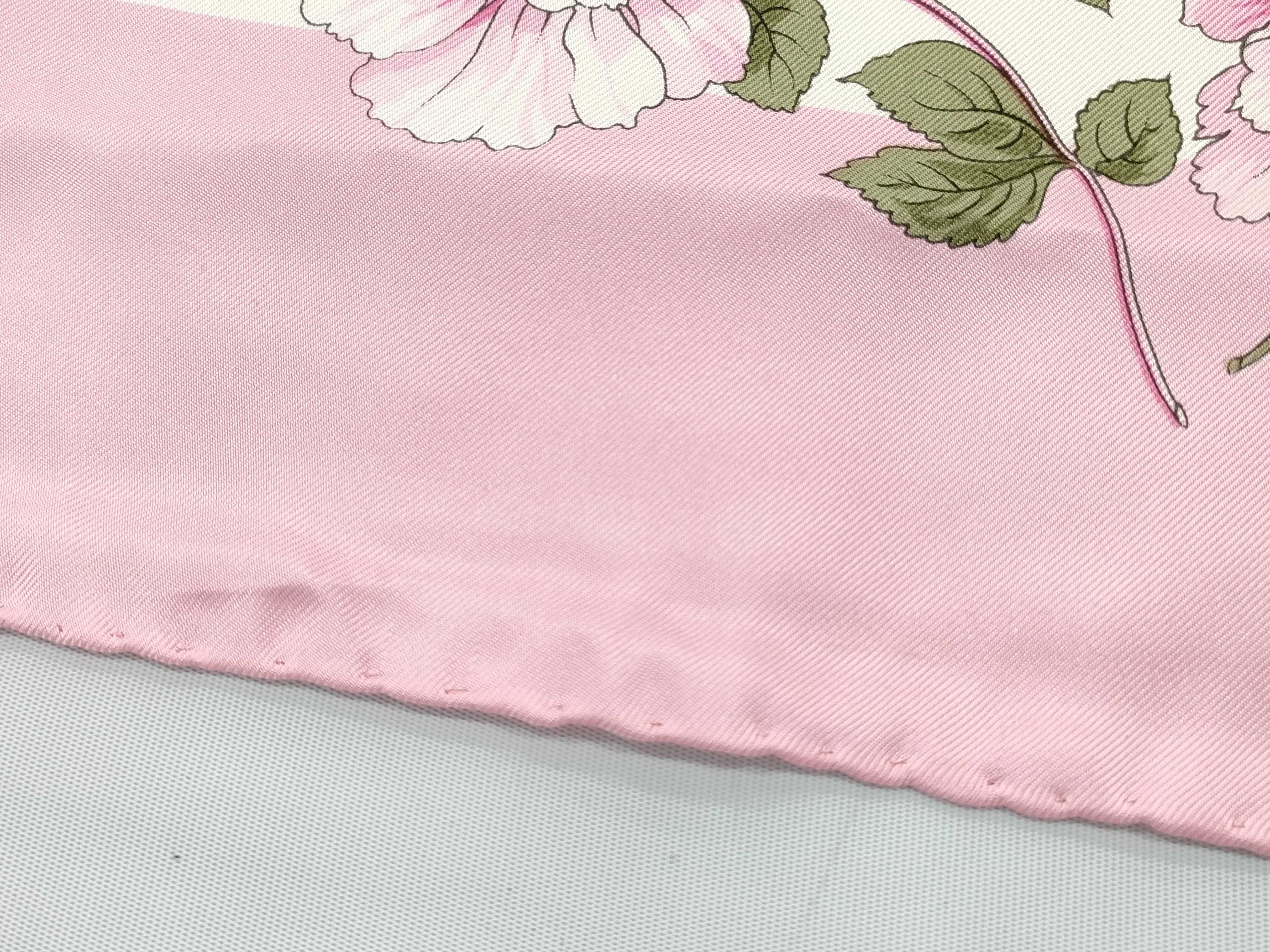 Christian Dior Vintage Floral Silk Scarf with Pink Border