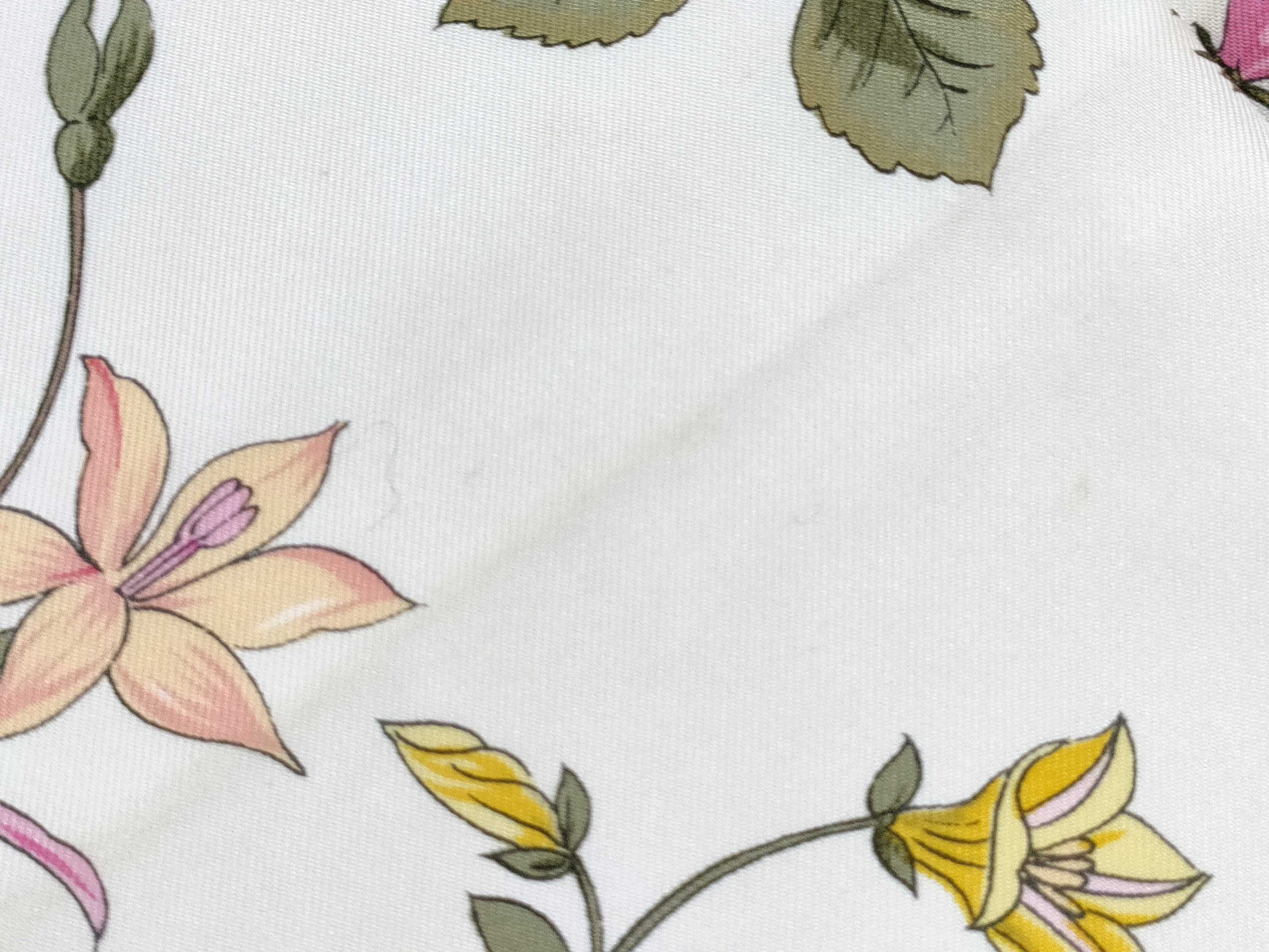 Christian Dior Vintage Floral Silk Scarf with Pink Border