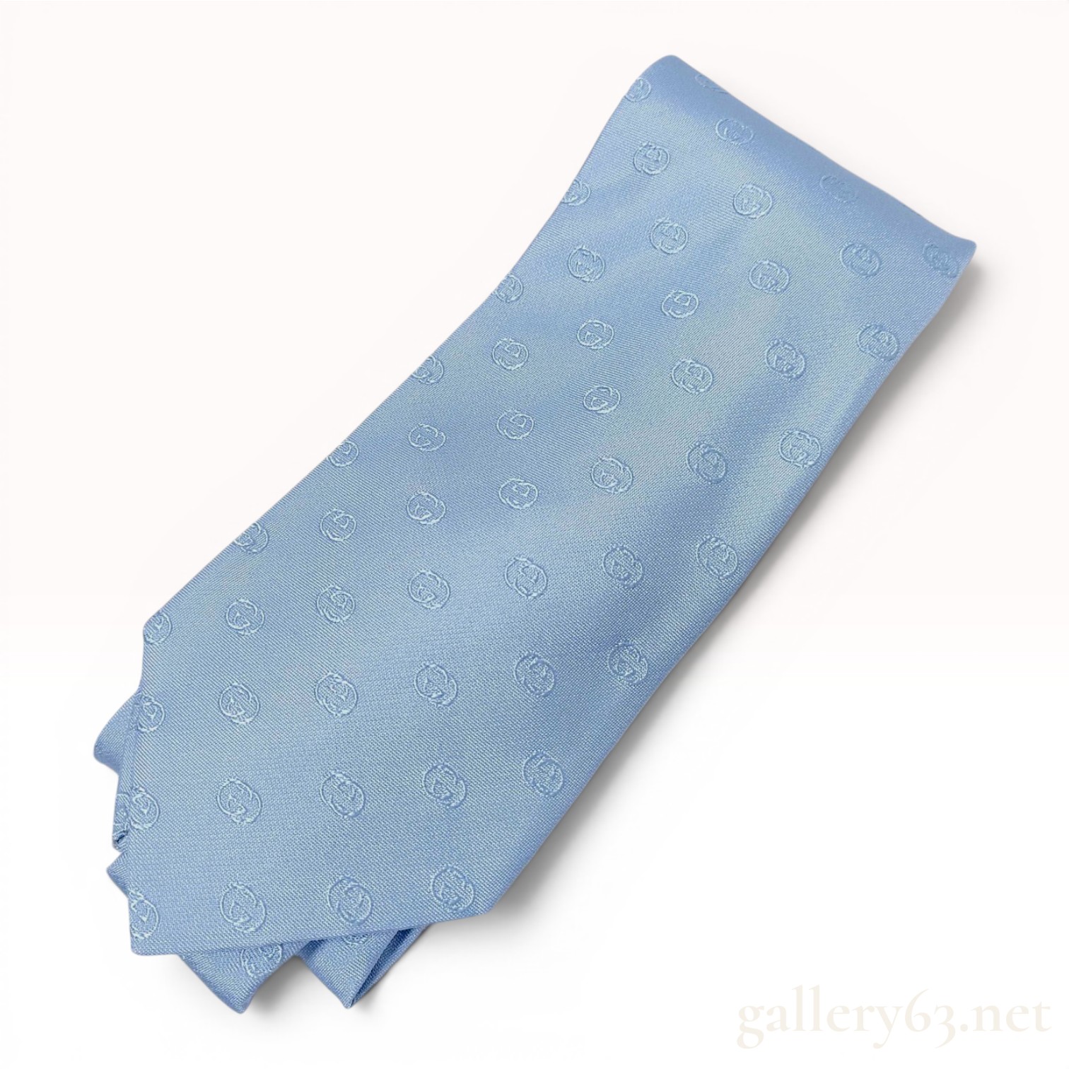 Gucci Light Blue Silk Interlocking GG Jacquard Necktie