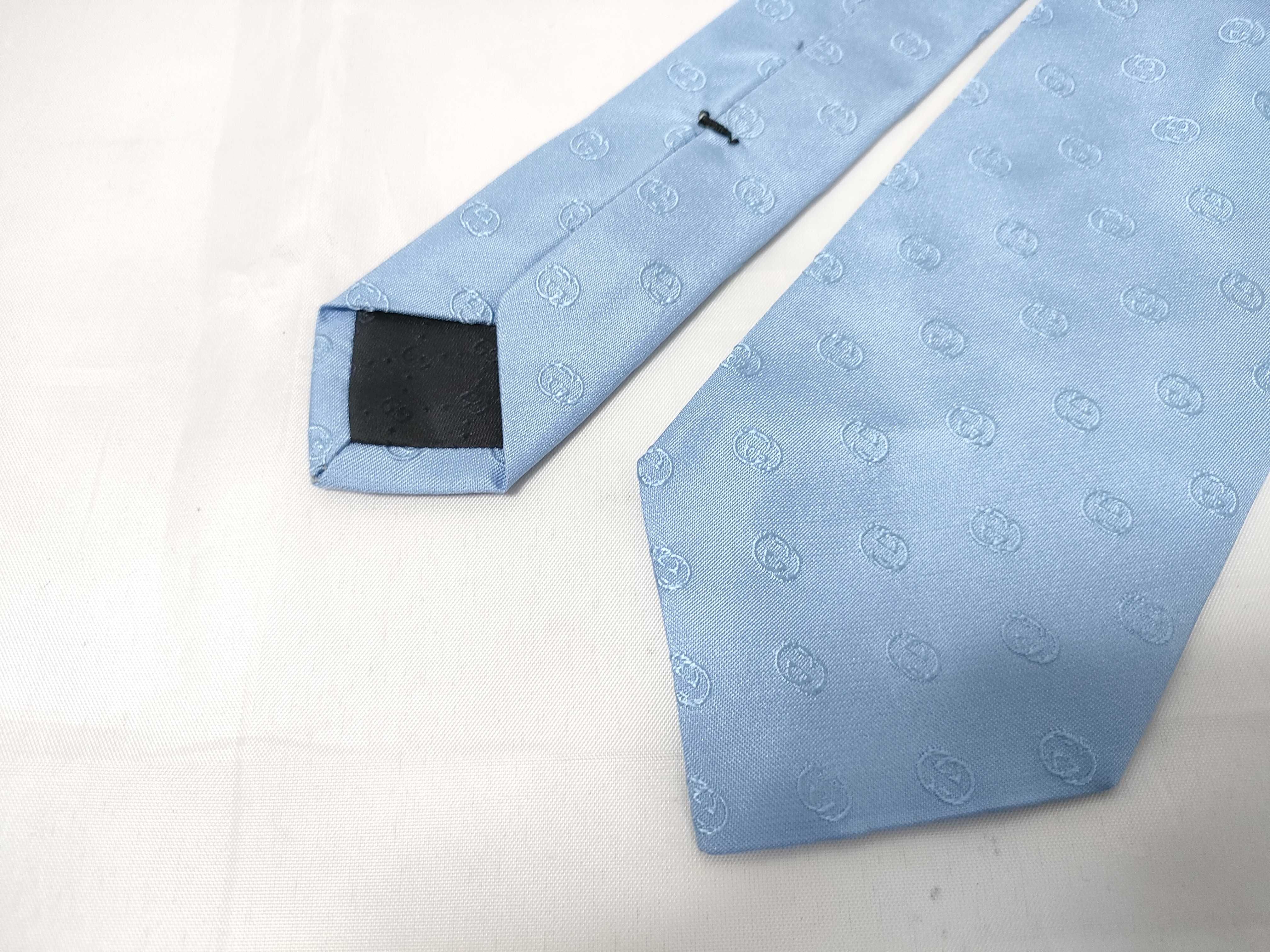 Gucci Light Blue Silk Interlocking GG Jacquard Necktie