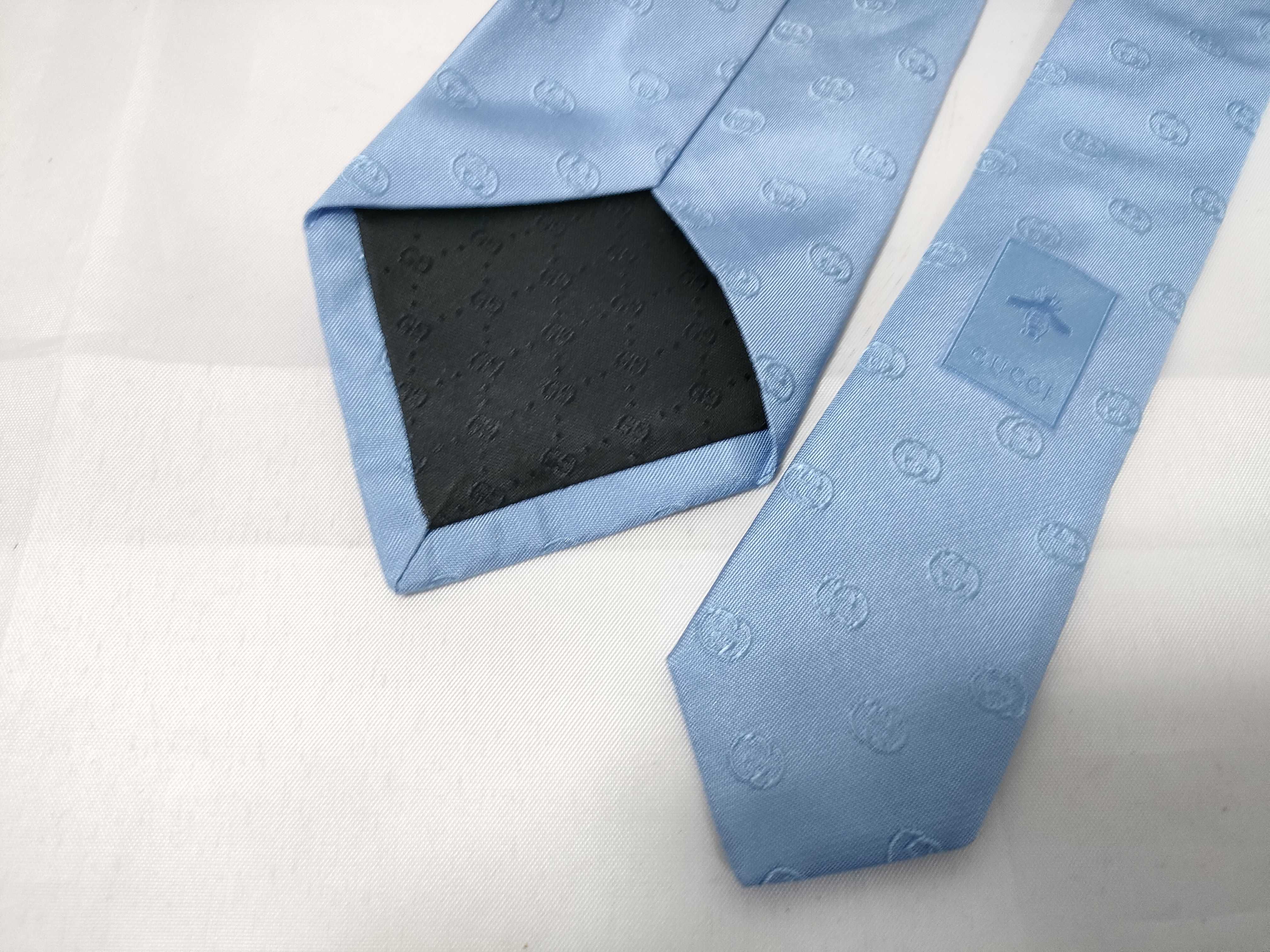 Gucci Light Blue Silk Interlocking GG Jacquard Necktie