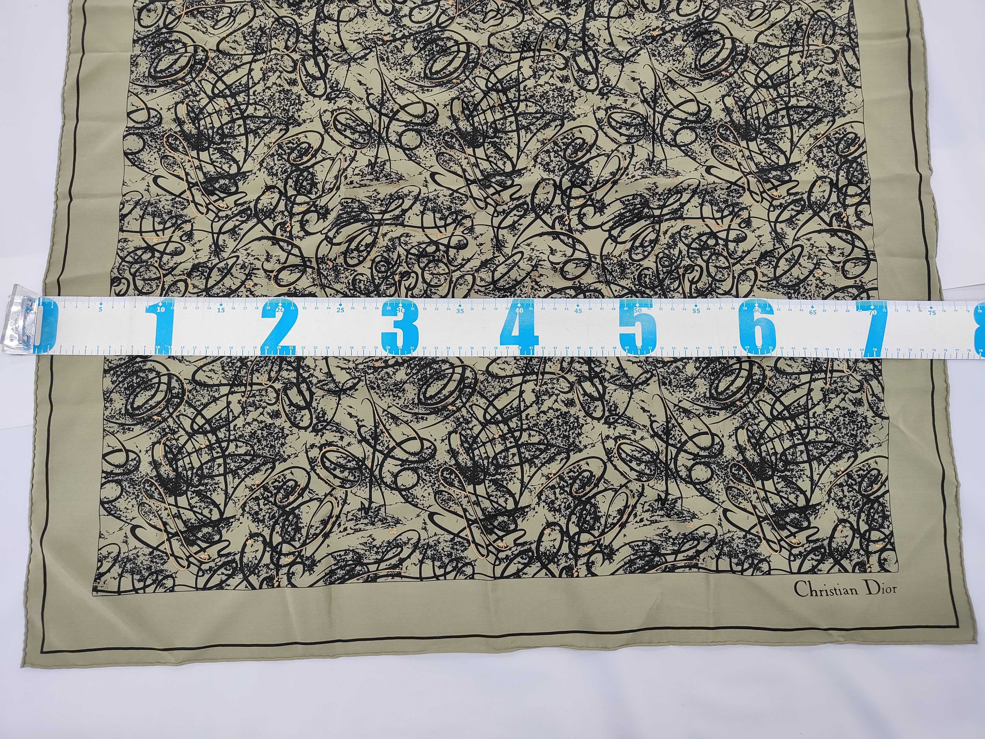 Christian Dior Square Silk Scarf with Abstract Calligraphic Pattern