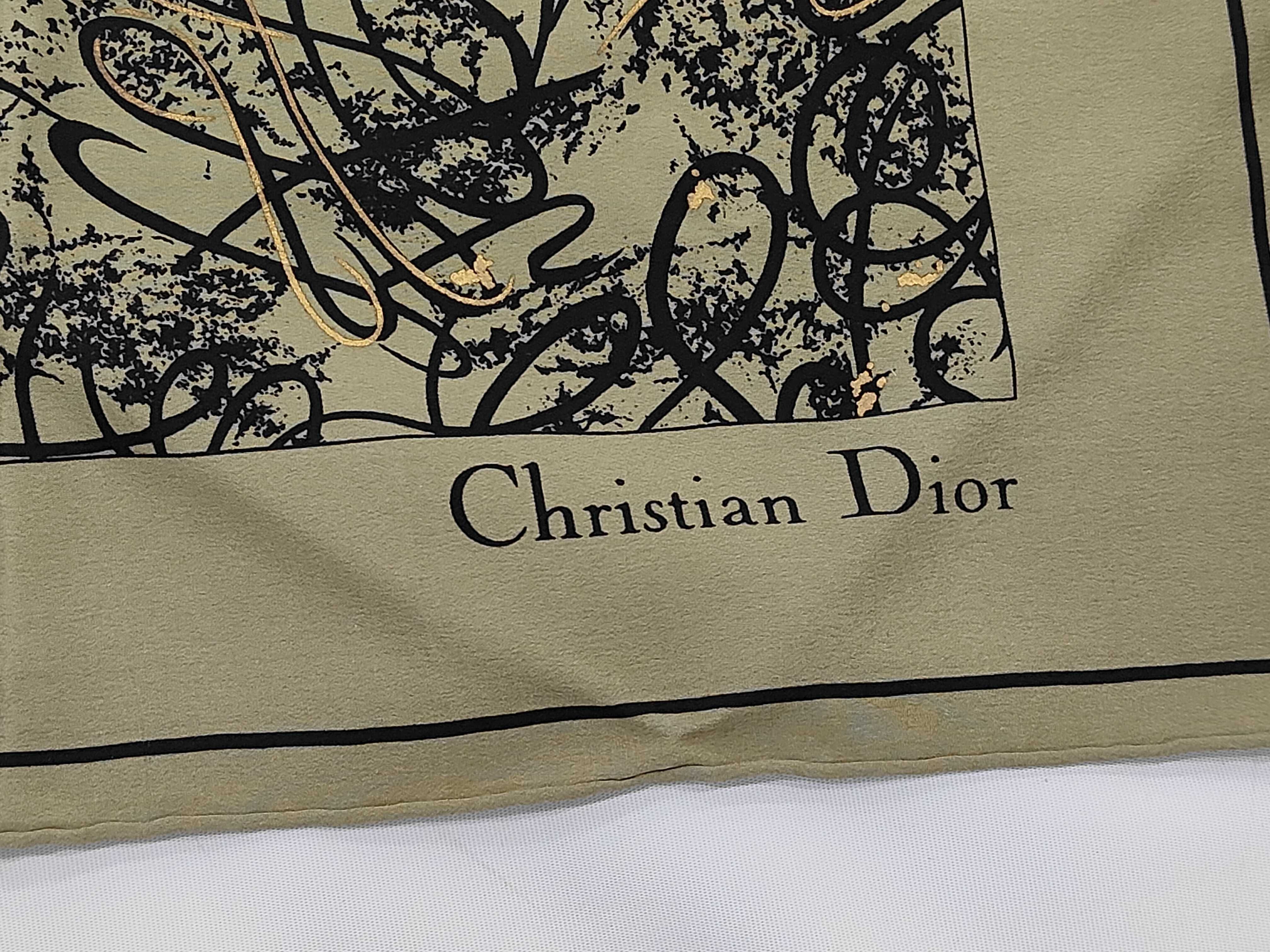 Christian Dior Square Silk Scarf with Abstract Calligraphic Pattern