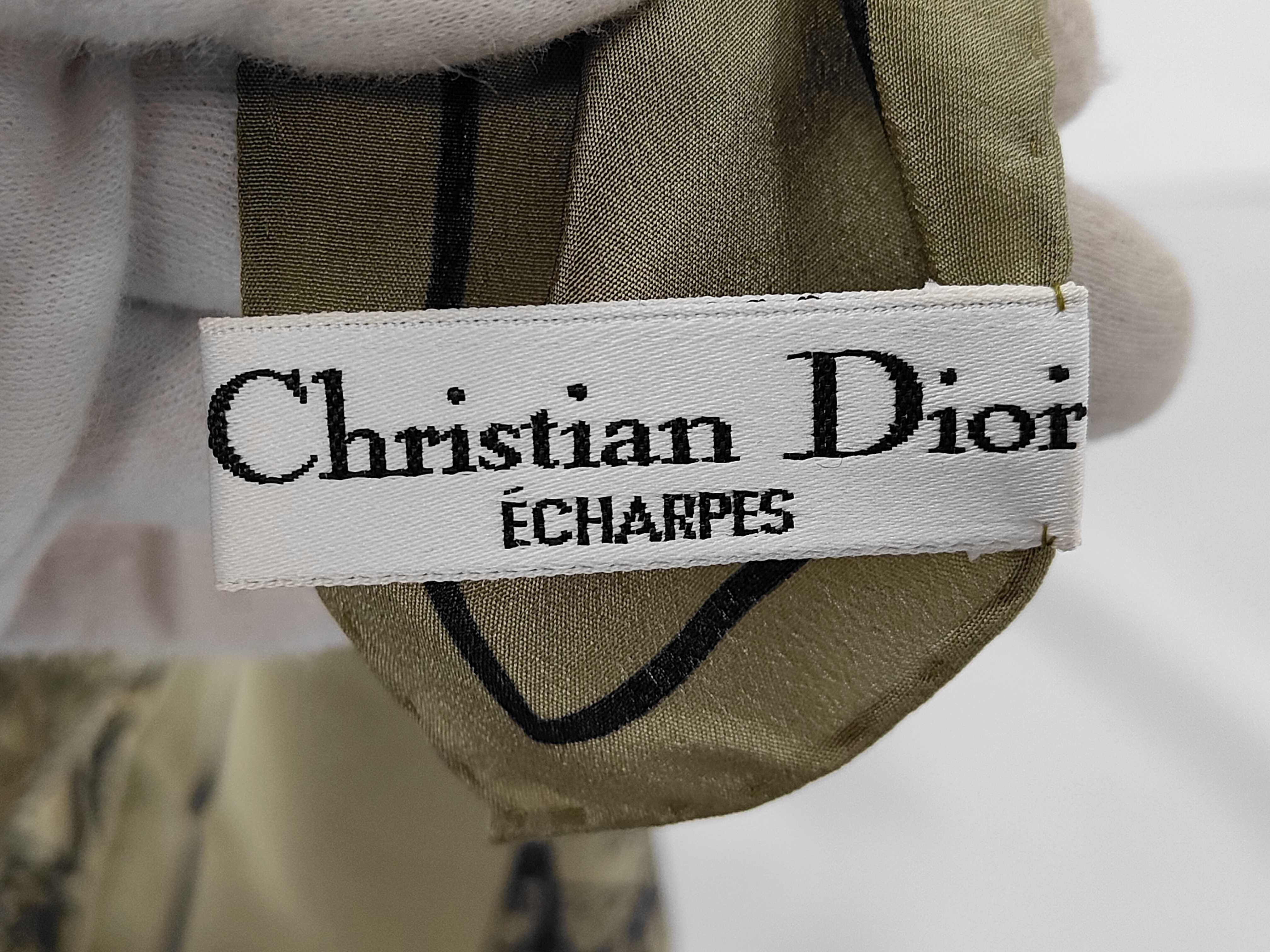 Christian Dior Square Silk Scarf with Abstract Calligraphic Pattern