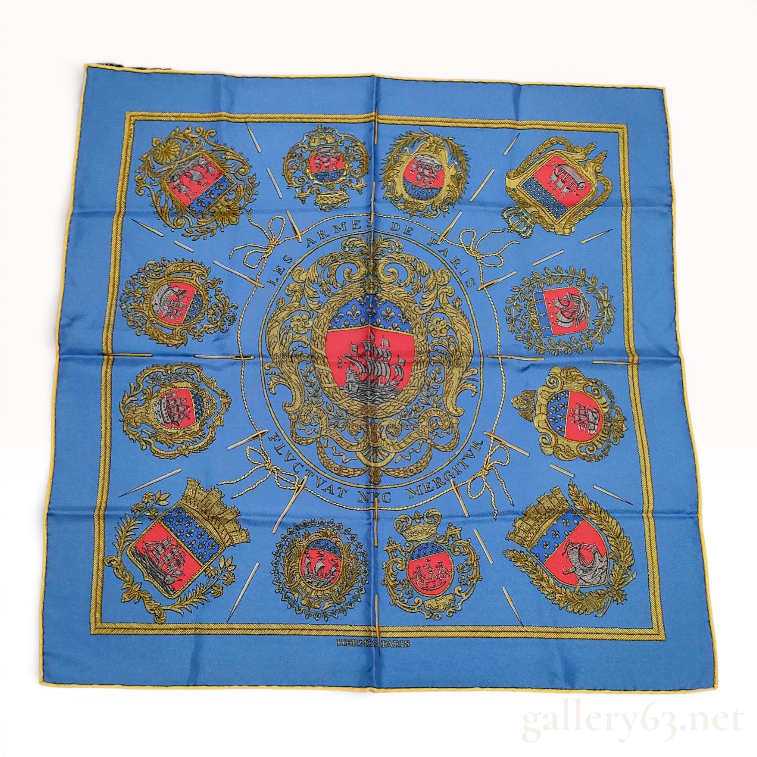 Hermes Les Armes de Paris Silk Gavroche Scarf