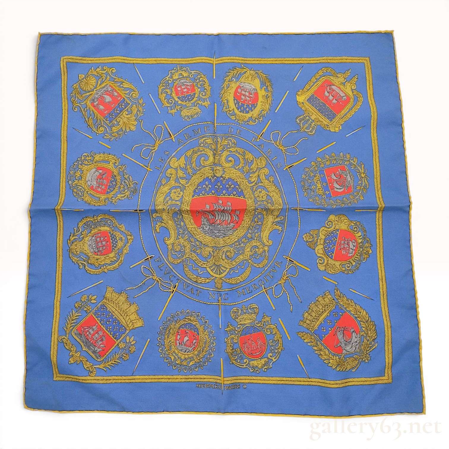 Hermes Les Armes de Paris Silk Gavroche Scarf