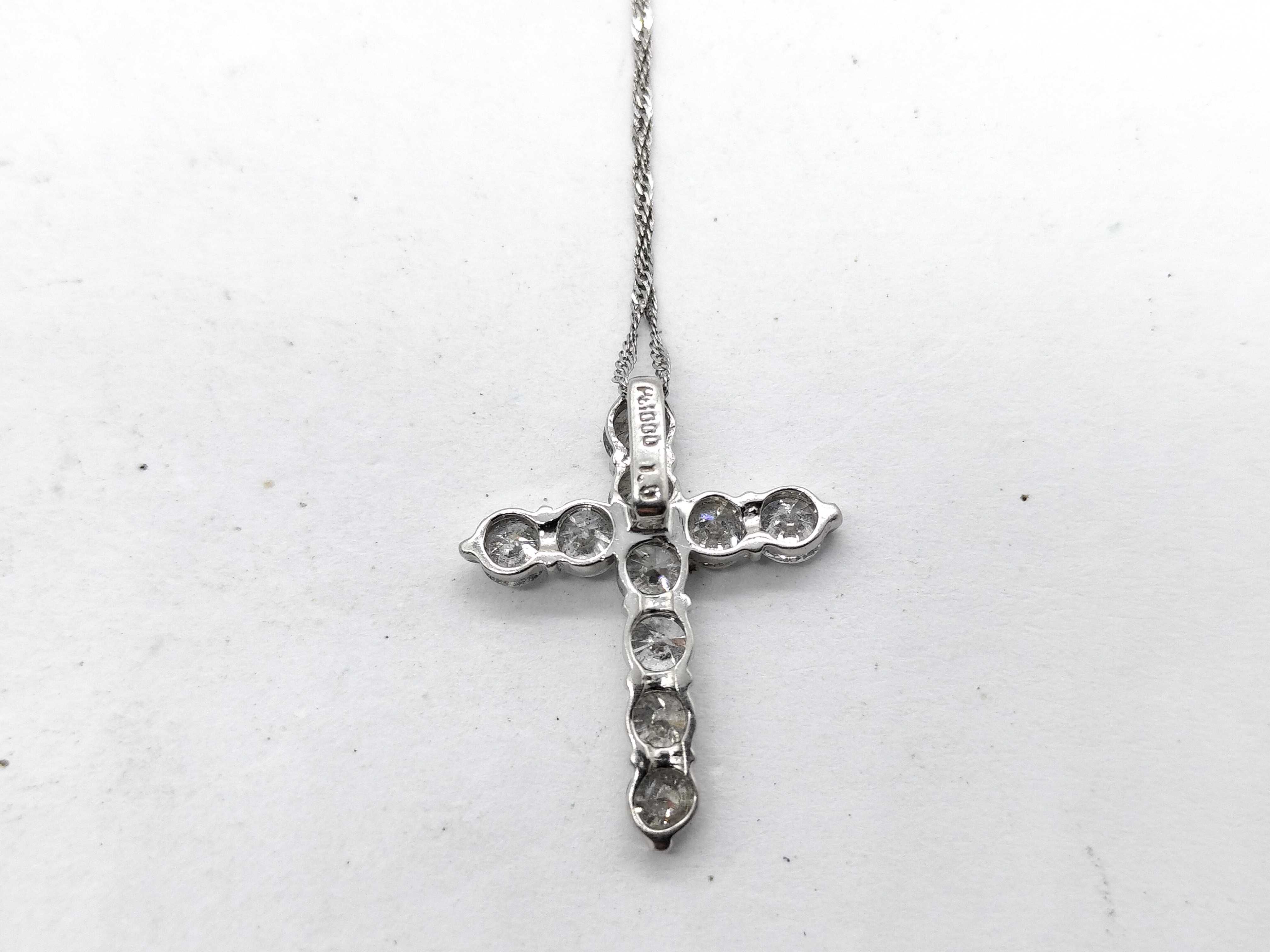 Diamond Cross Pendant and Singapore Chain in Pt1000 Platinum